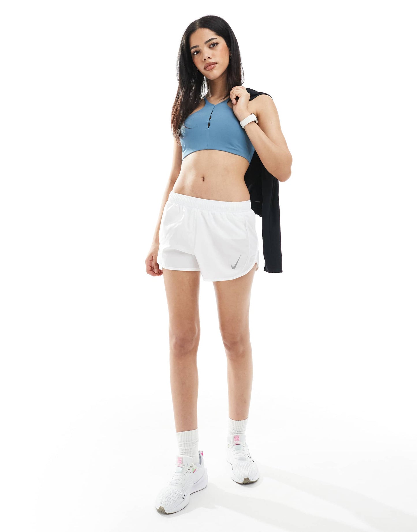 Nike One Training key hole light support sports bra in blue
