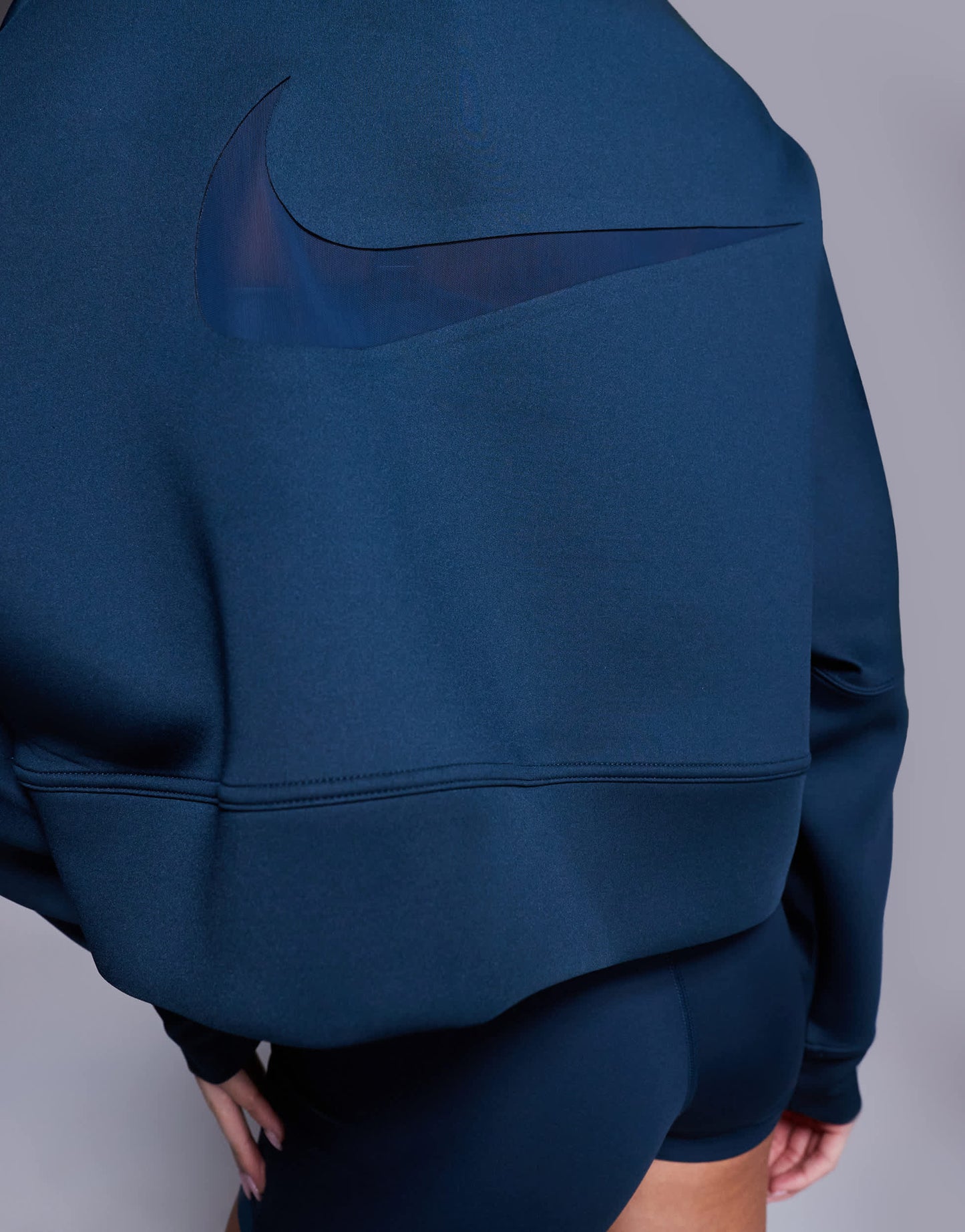 Nike Training Prima Dri-FIT cropped mesh sweatshirt in navy