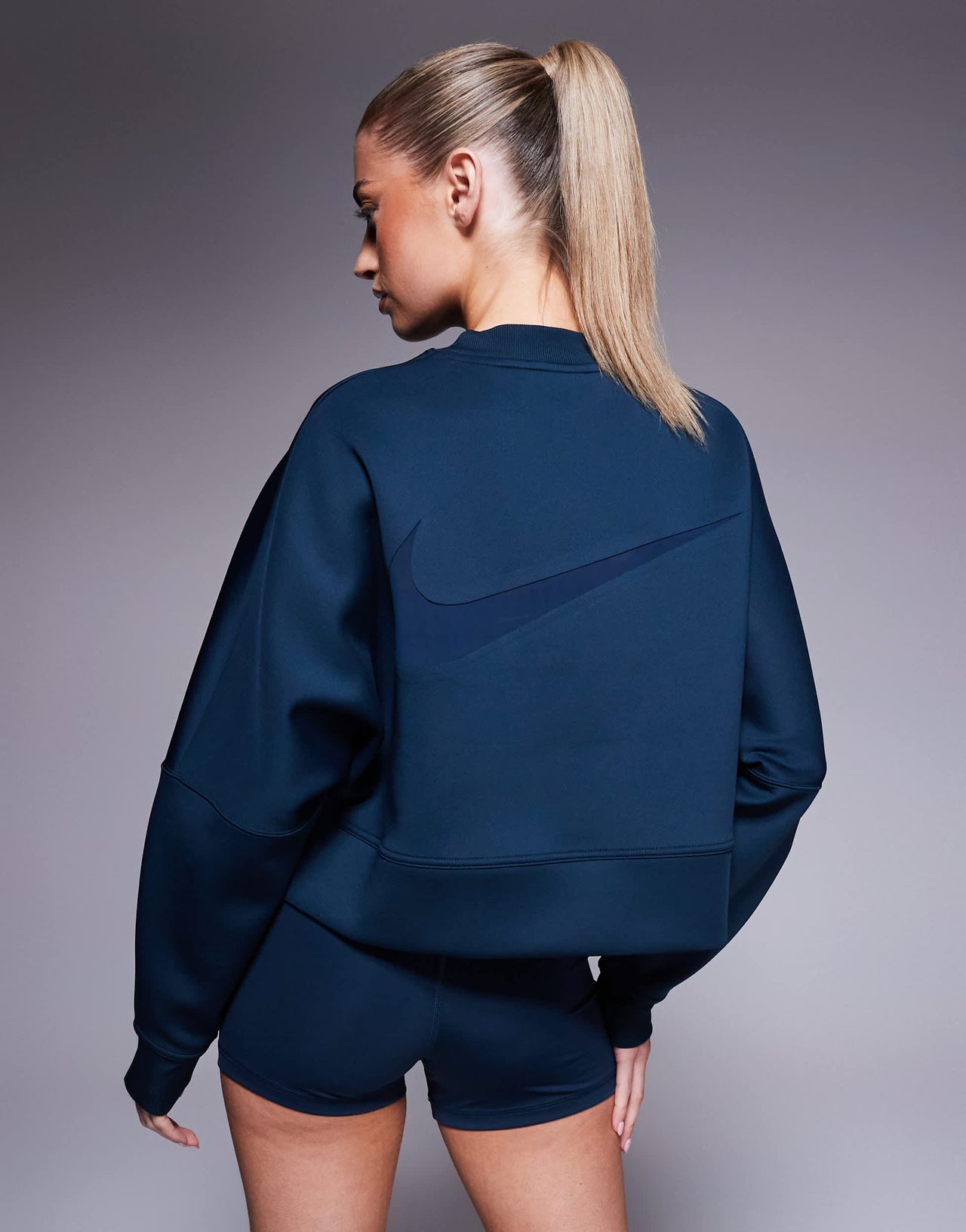 Nike Training Prima Dri-FIT cropped mesh sweatshirt in navy