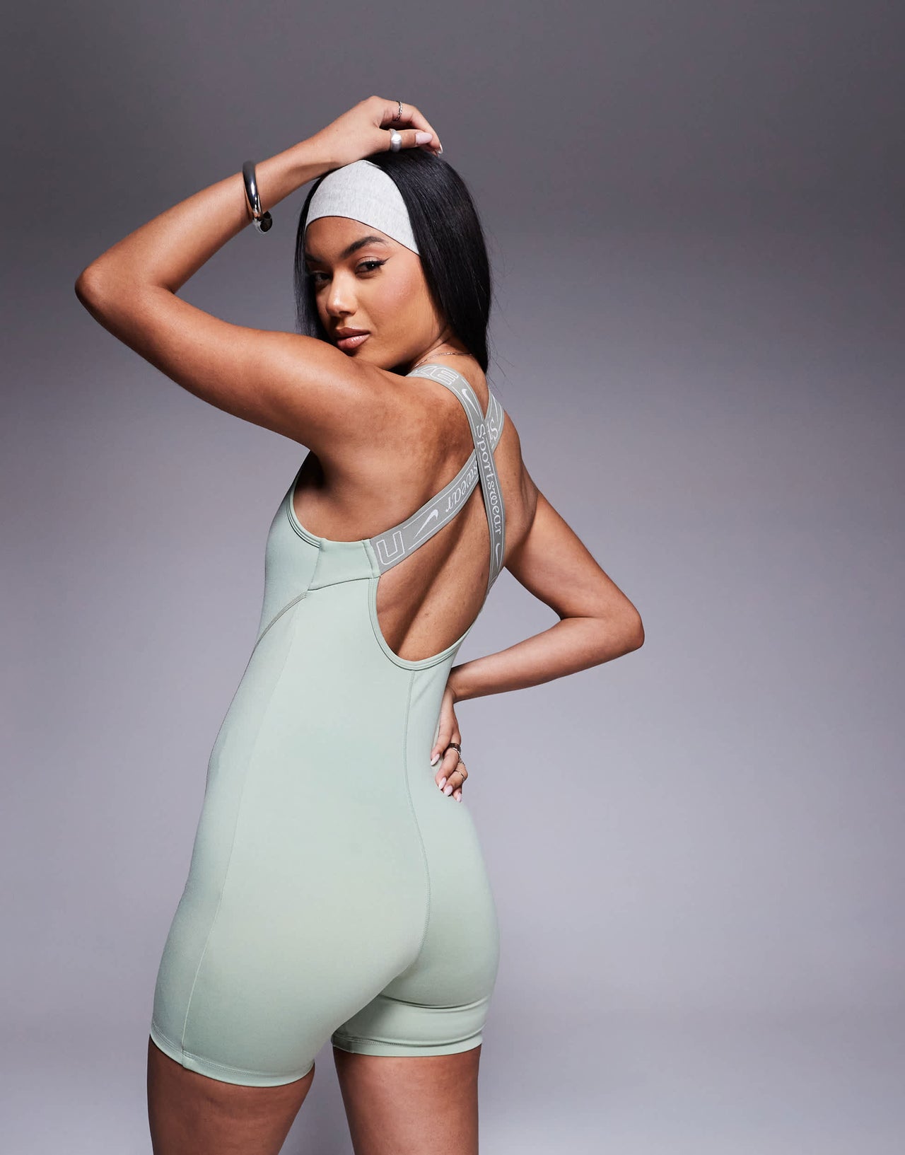 Nike Pro Training Gym Life Swoosh unitard in khaki