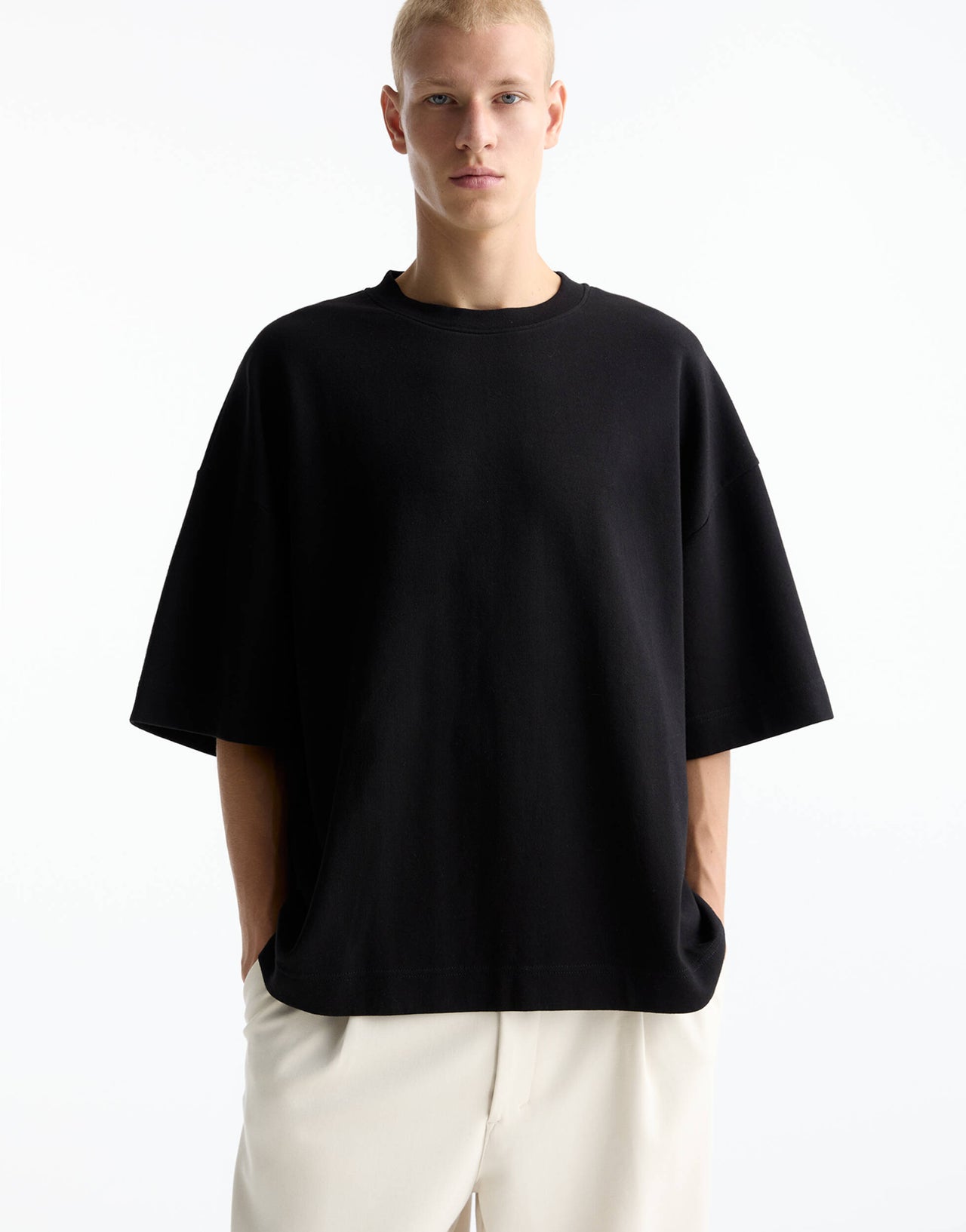 Pull&Bear premium boxy t-shirt in black