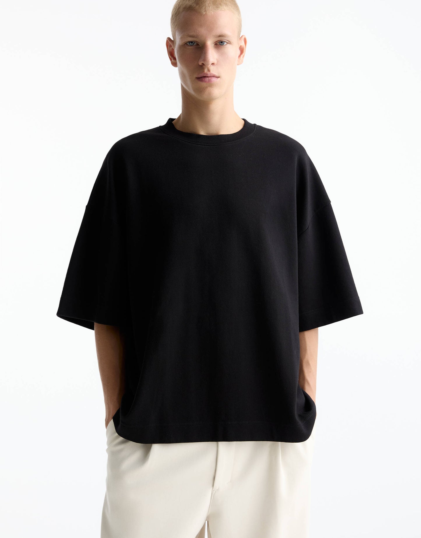 Pull&Bear premium boxy t-shirt in black