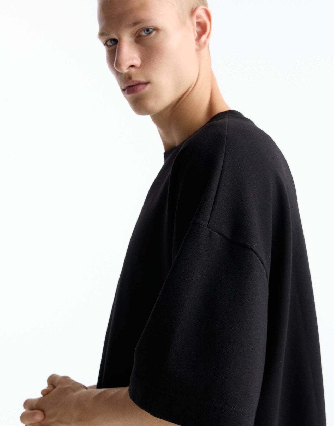 Pull&Bear premium boxy t-shirt in black