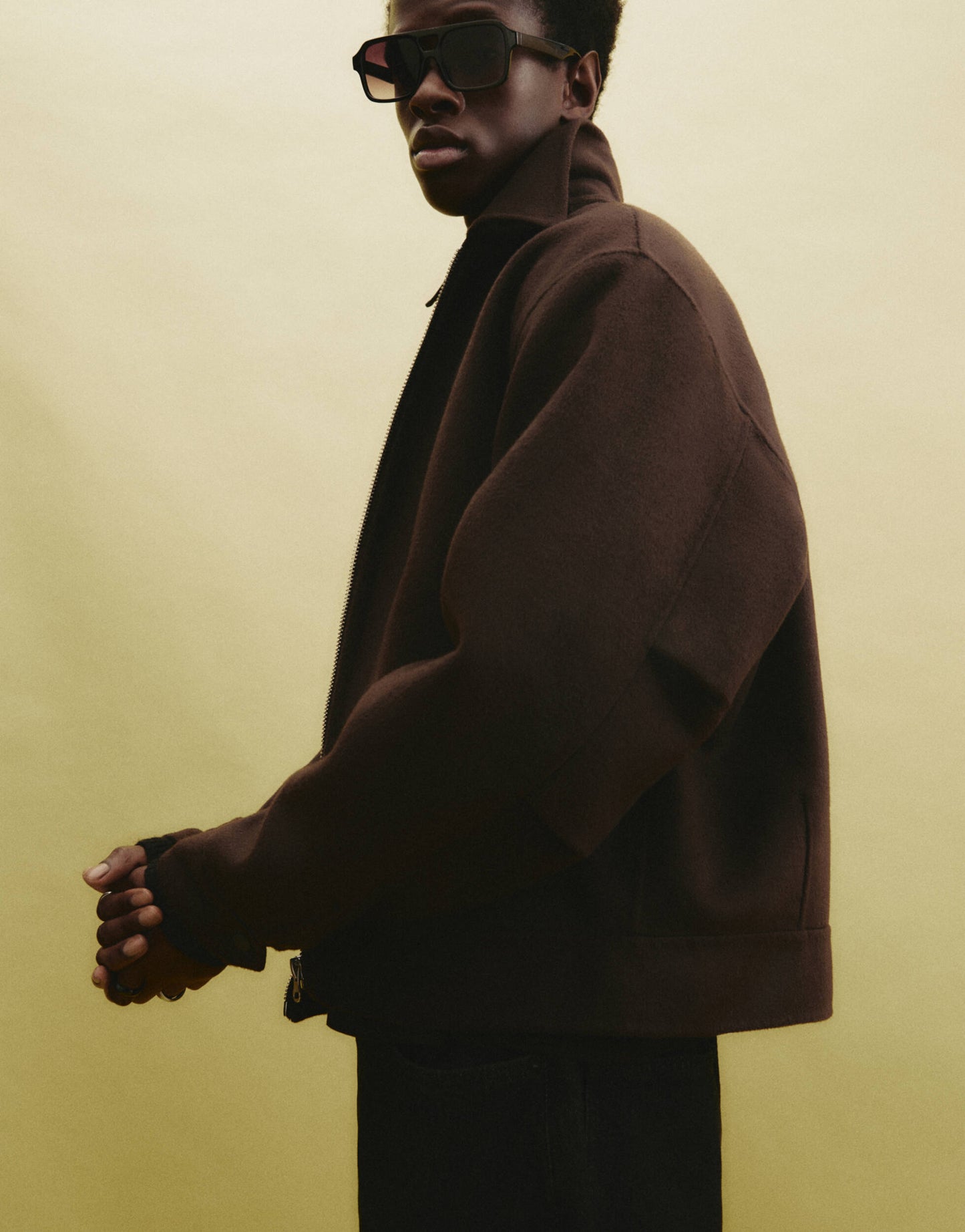 Pull&Bear zip through jacket in brown