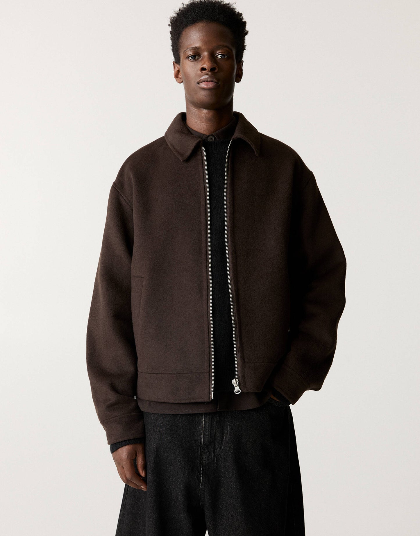 Pull&Bear zip through jacket in brown