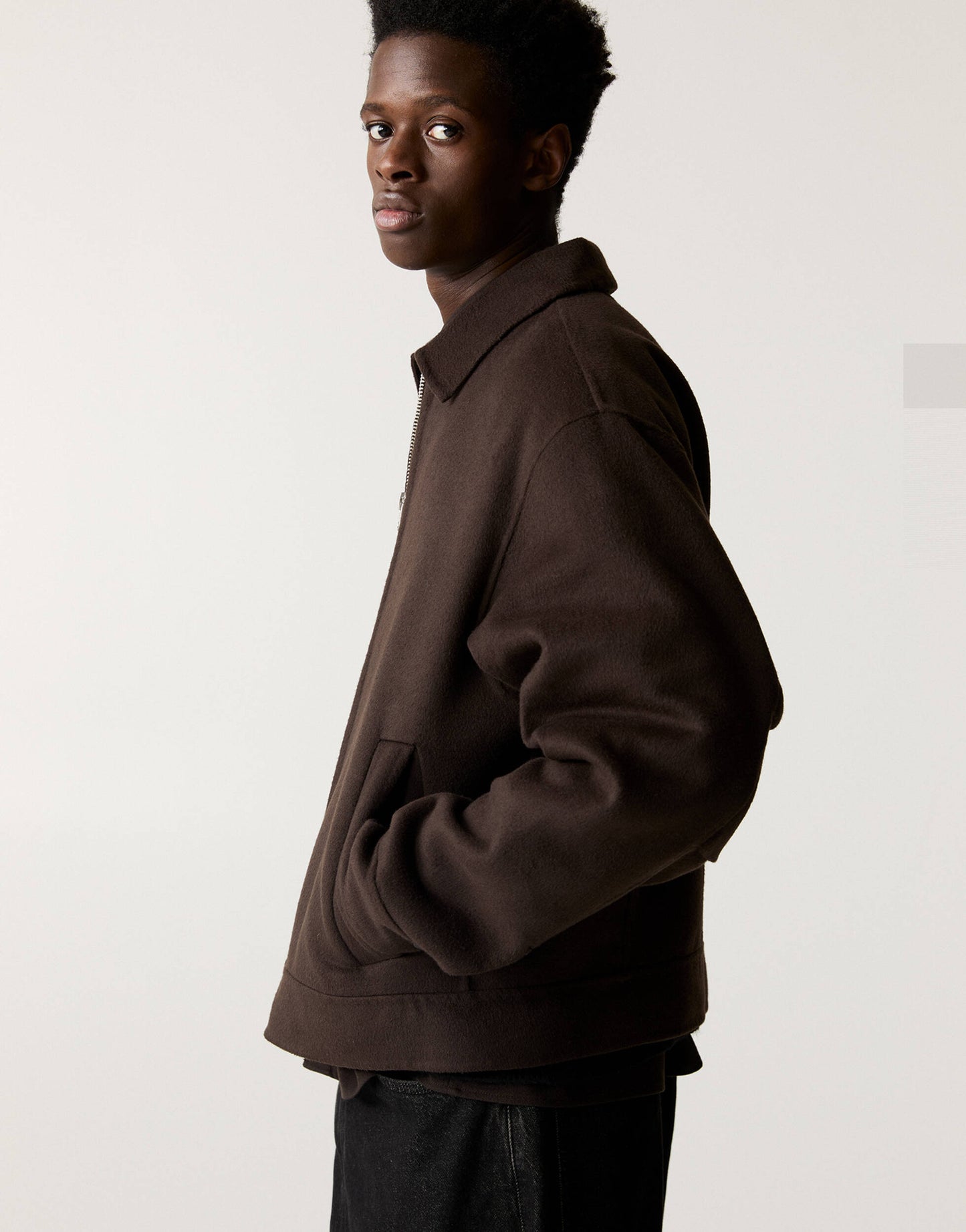 Pull&Bear zip through jacket in brown