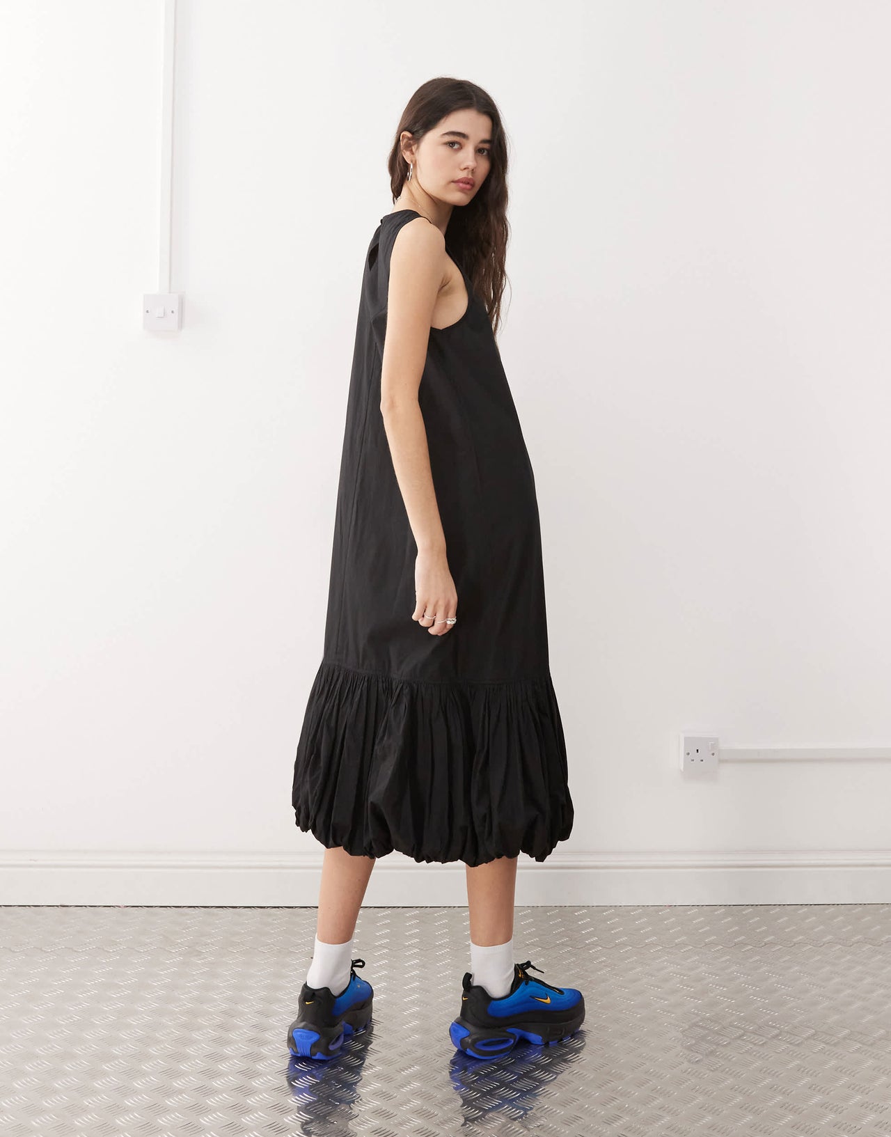 COLLUSION bubble hem maxi dress in black