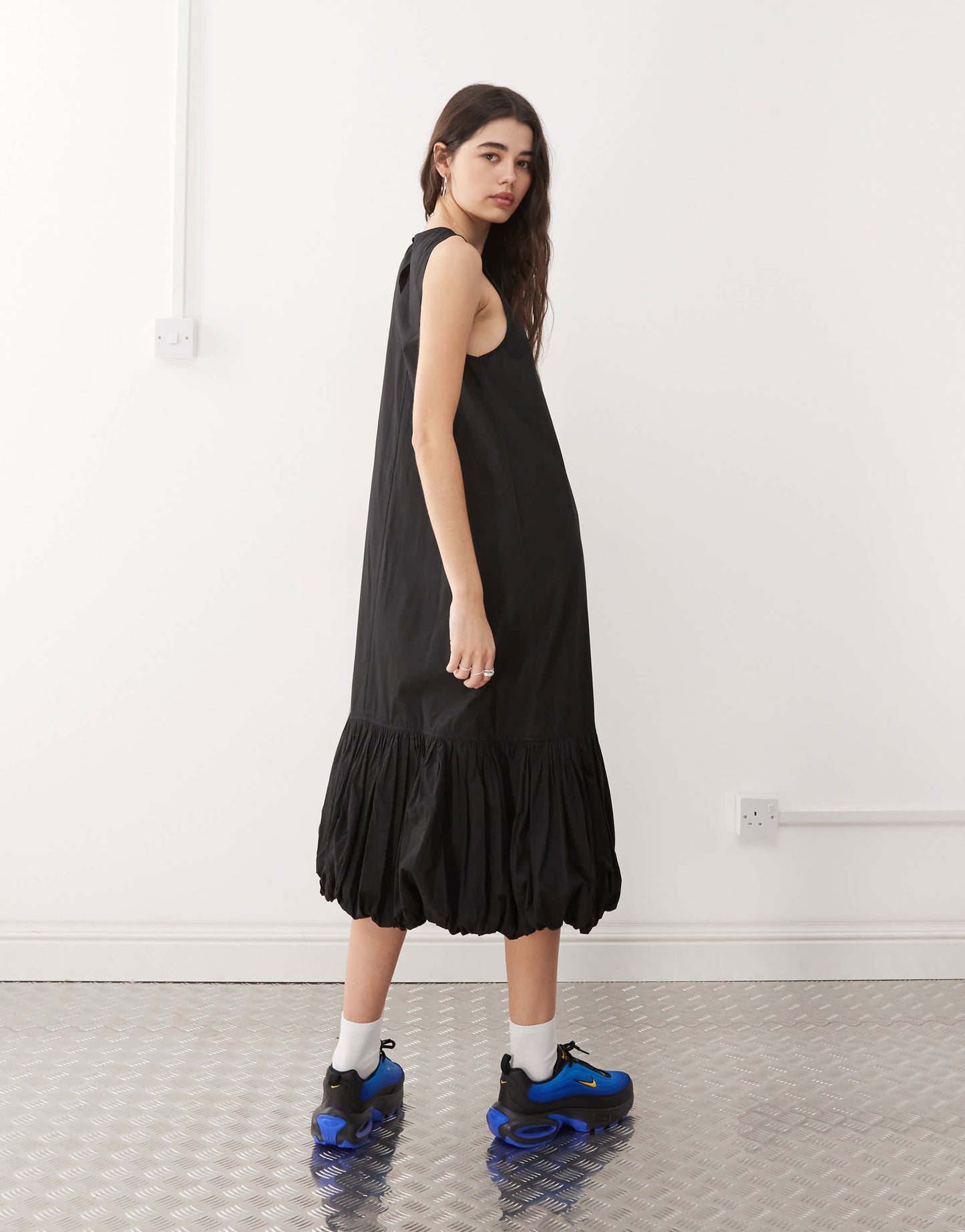 COLLUSION bubble hem maxi dress in black
