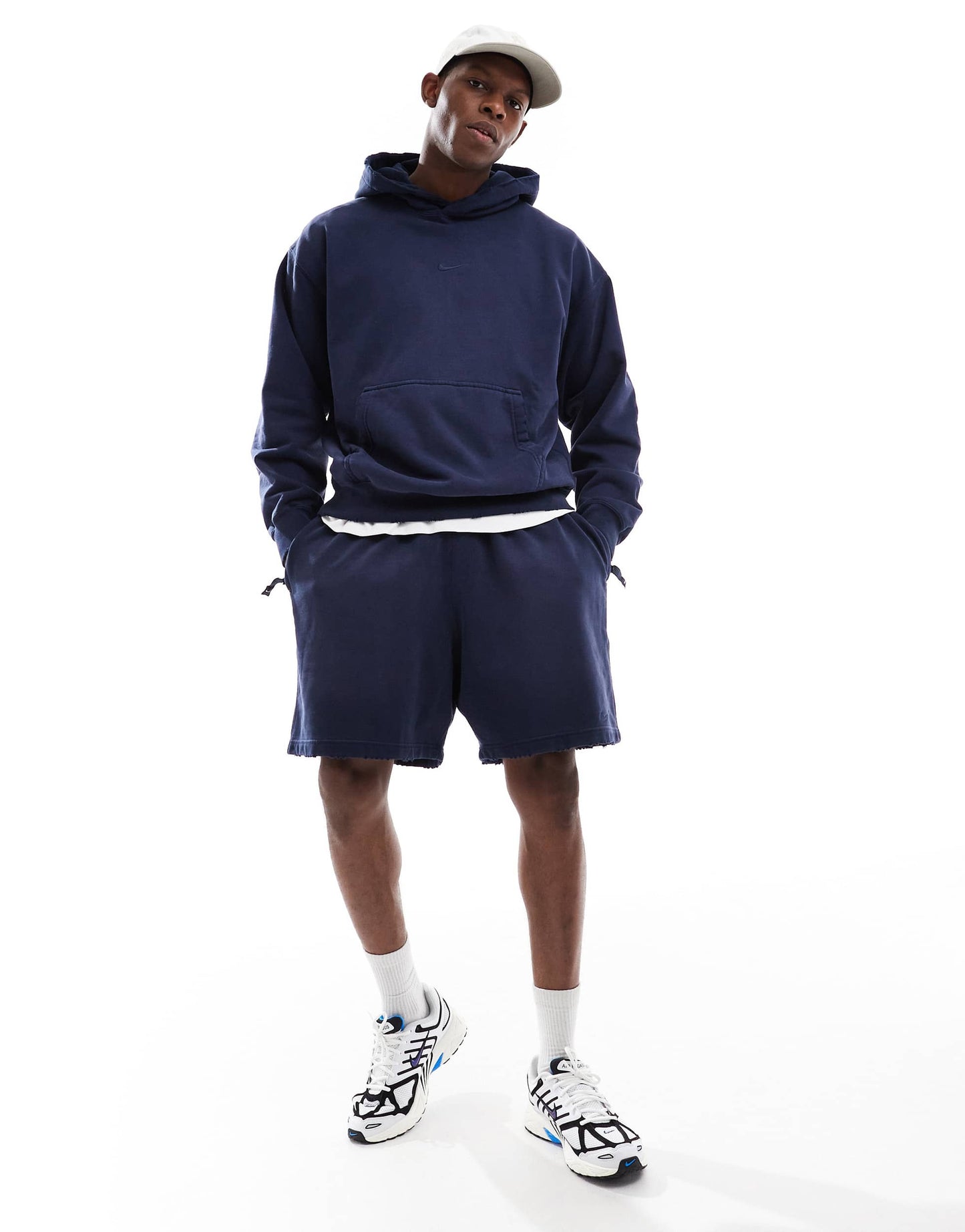 Nike Solo Swoosh French Terry short in washed navy
