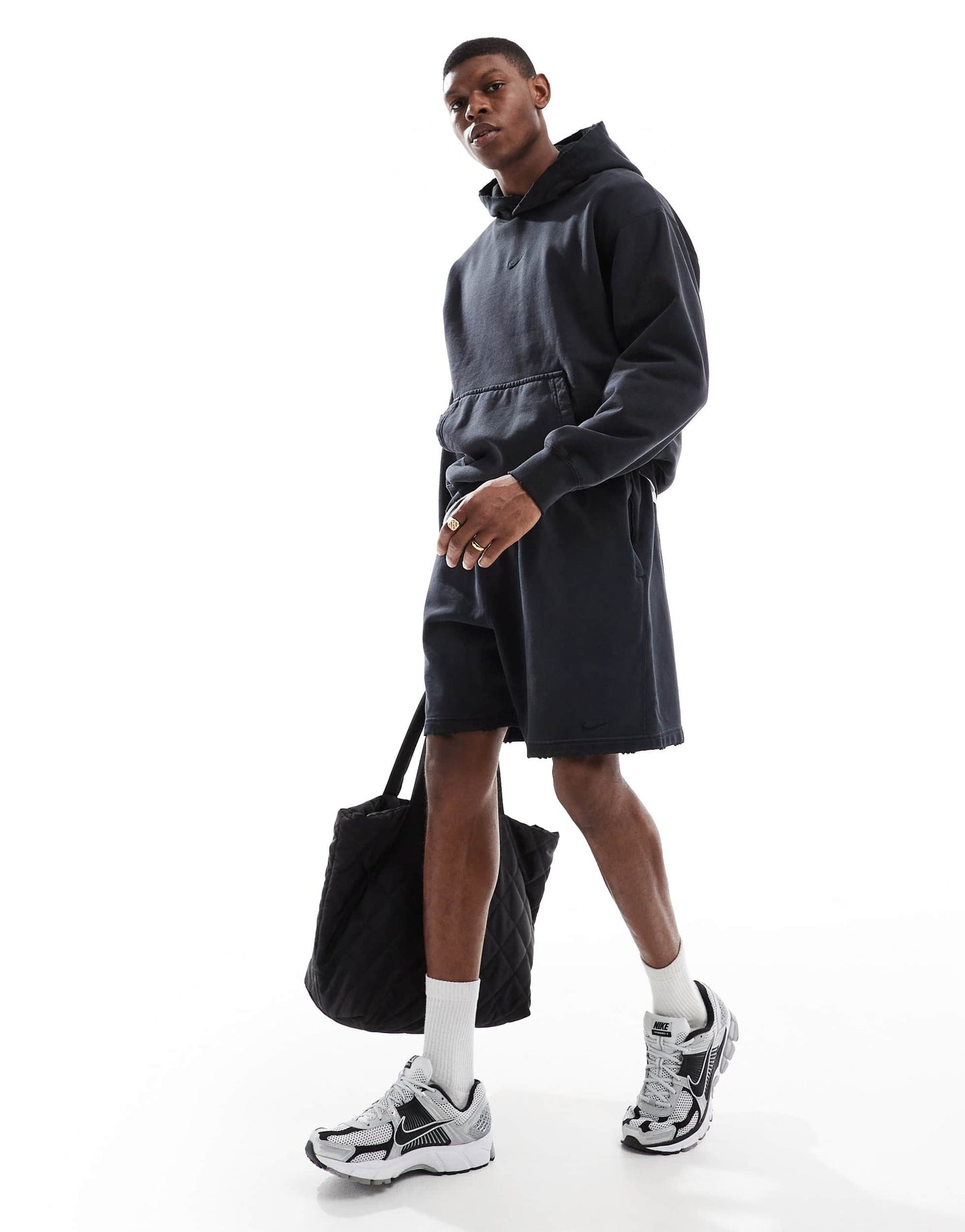 Nike Solo Swoosh French Terry short in washed black