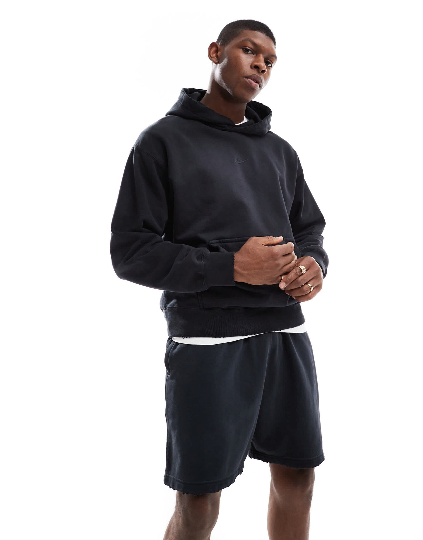 Nike Solo Swoosh French Terry short in washed black