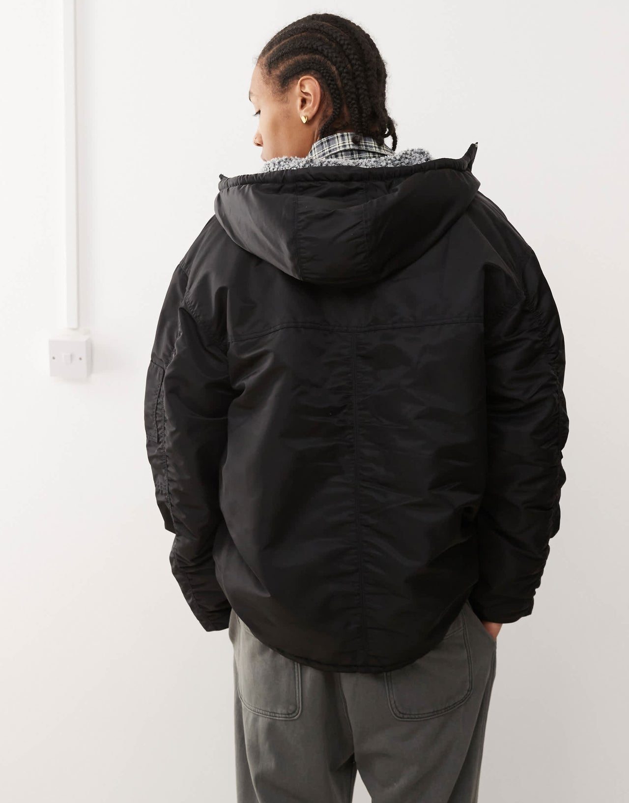 Weekday Baloo parka coat with borg lining in black