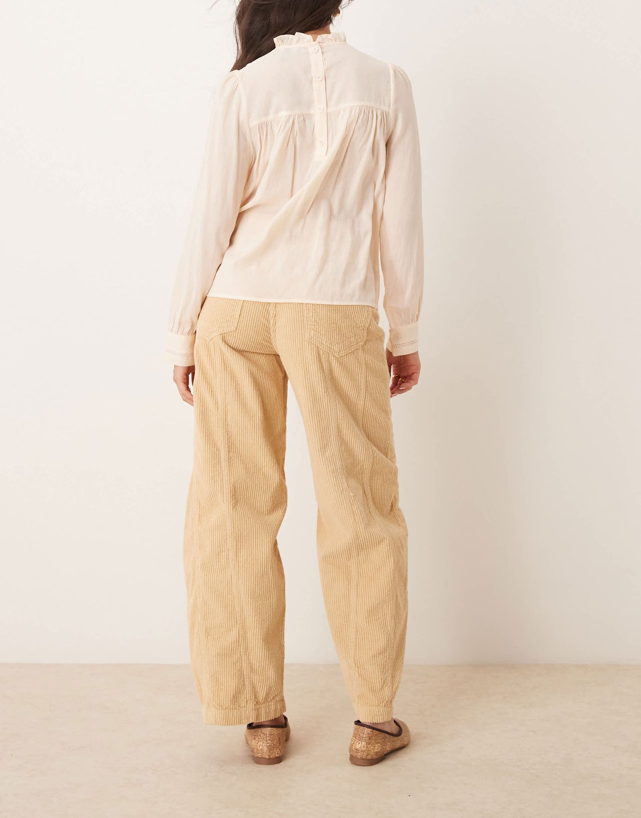 ASOS DESIGN seamed cinch jean in brown corduroy