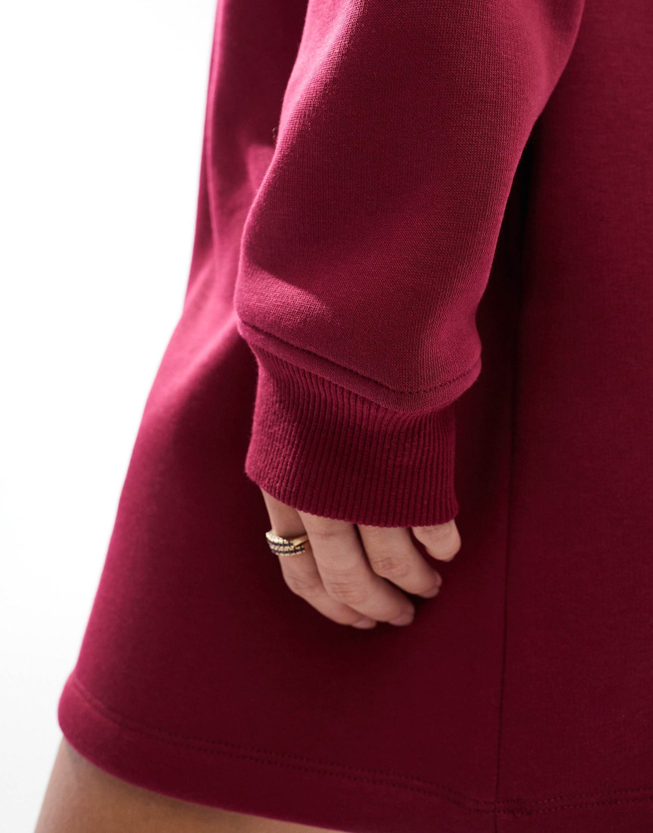 ASOS DESIGN oversized mini sweat dress in burgundy