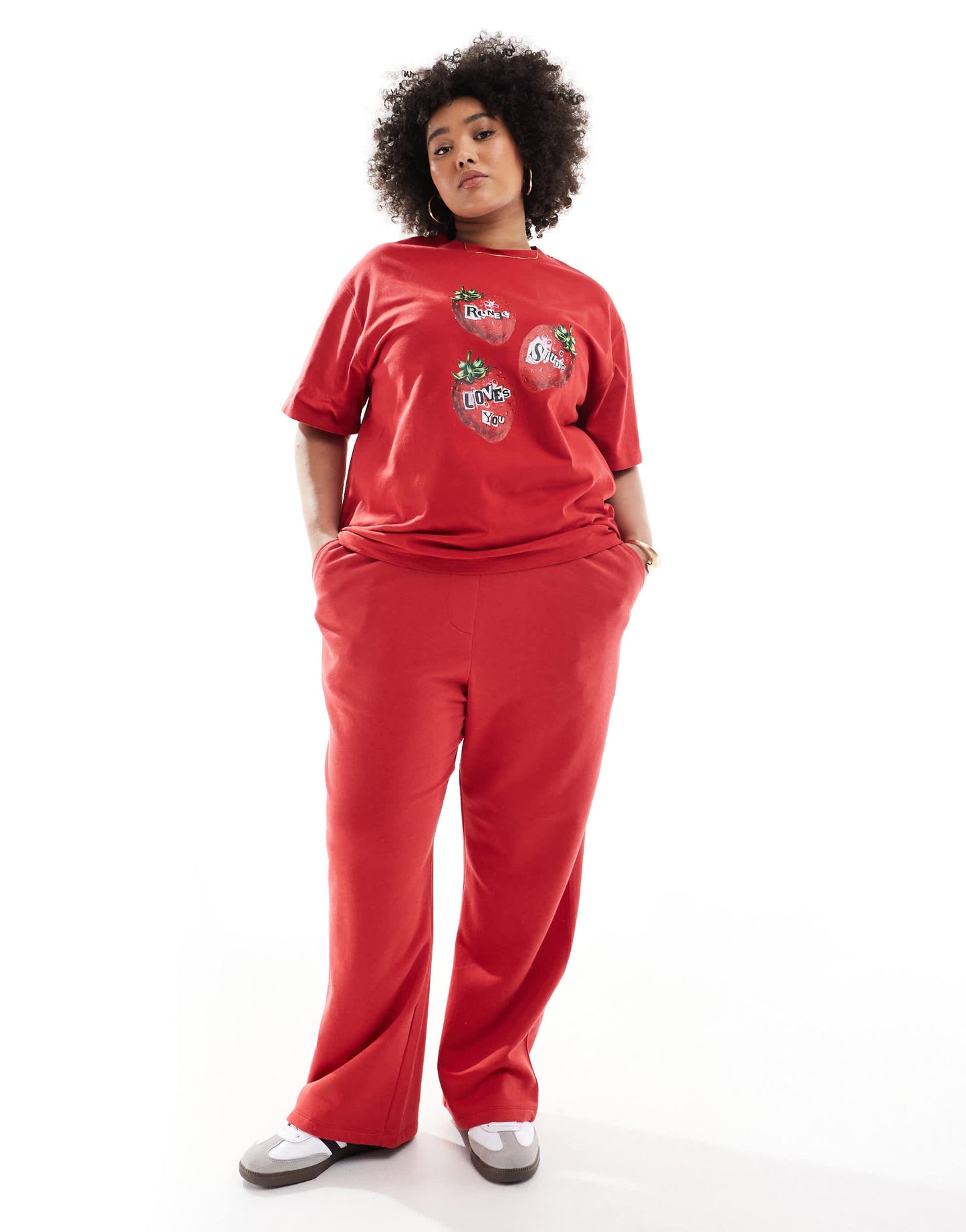 Renee Studio Plus exclusive T-shirt with strawberry logo graphic in red
