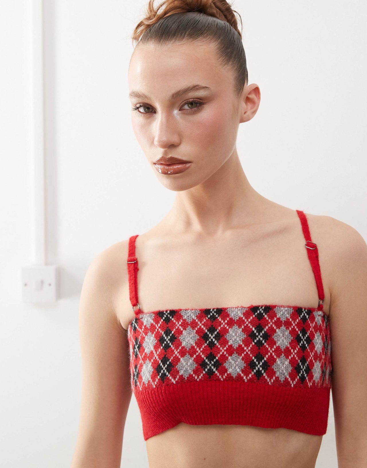 Heretic Nine plaid cropped cami in multi co-ord