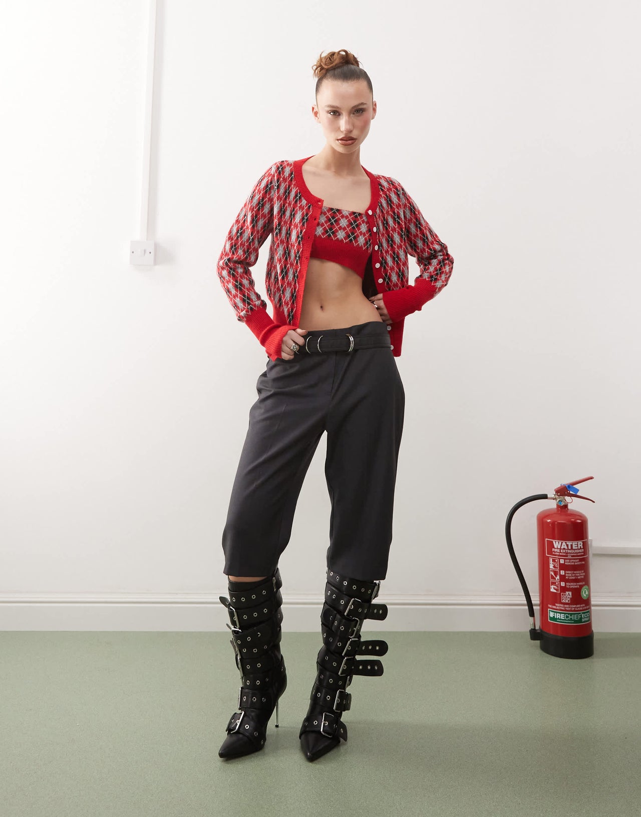 Heretic Nine plaid cropped cami in multi co-ord