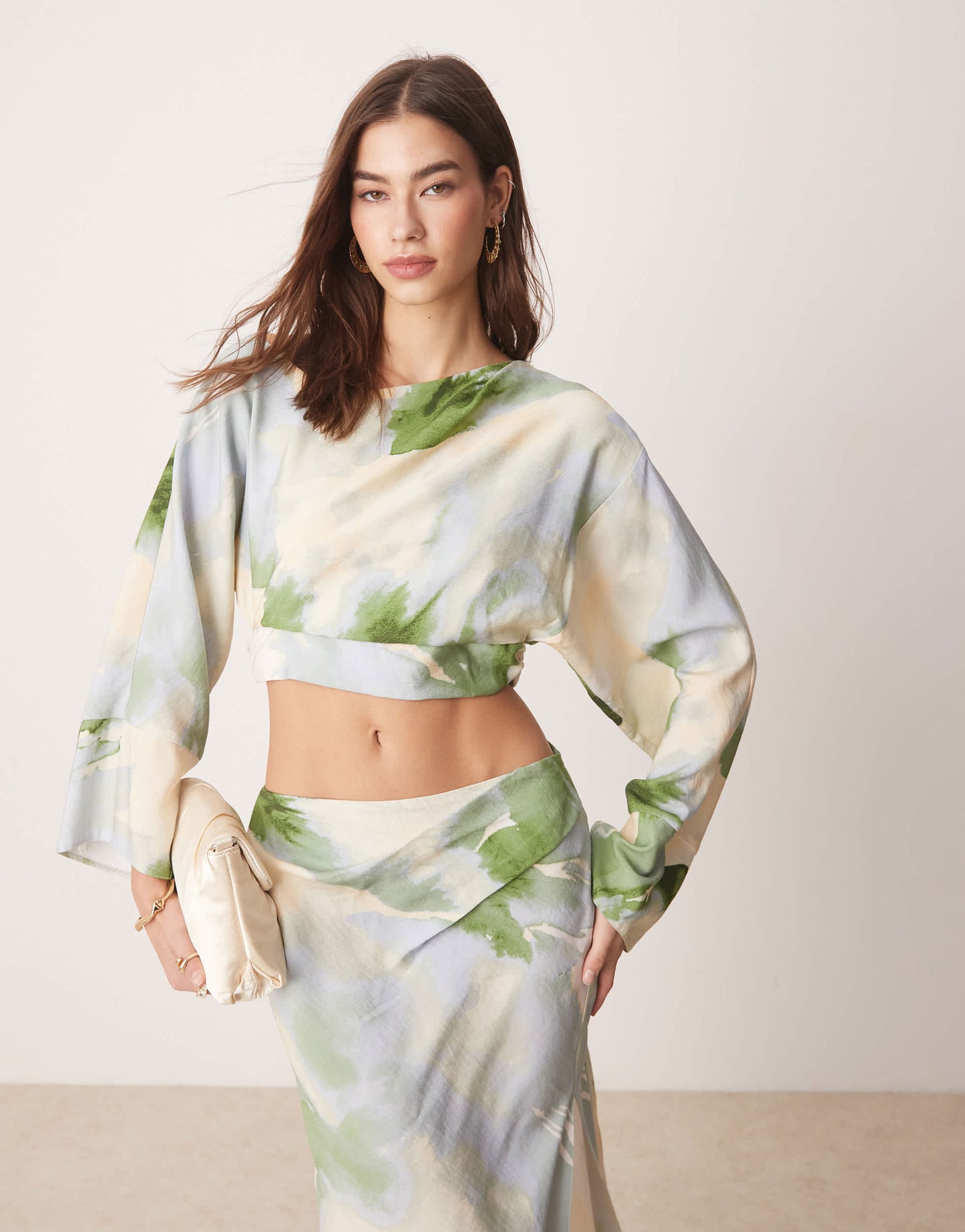 ASOS DESIGN fallen shoulder cut out midaxi dress in watercolour floral