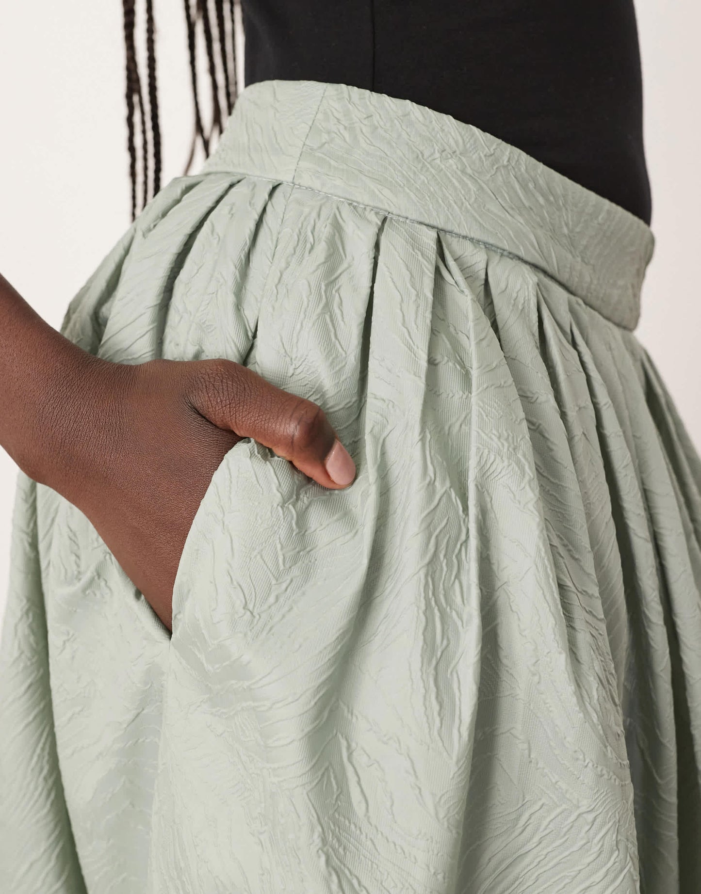 ARRANGE textured maxi skirt with pockets in sage