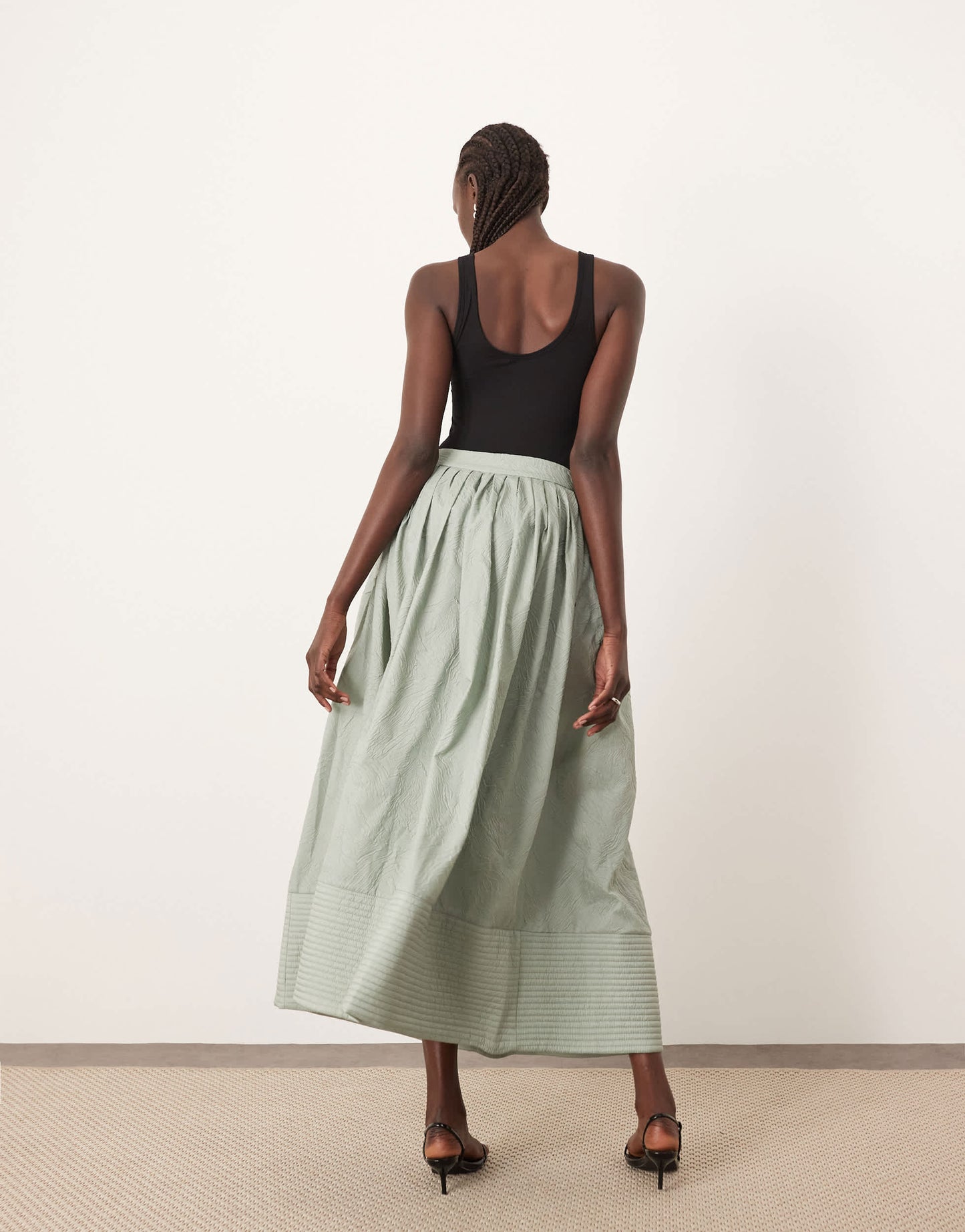ARRANGE textured maxi skirt with pockets in sage