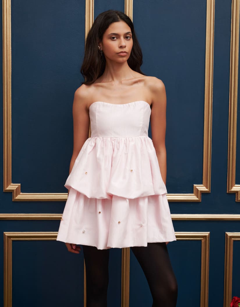 Dream Sister Jane jewel embellished puffball mini dress in powder pink