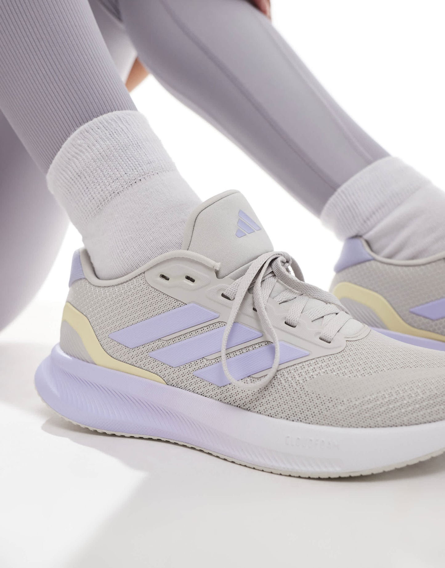 adidas Running Runfalcon 5 trainers in grey and lilac
