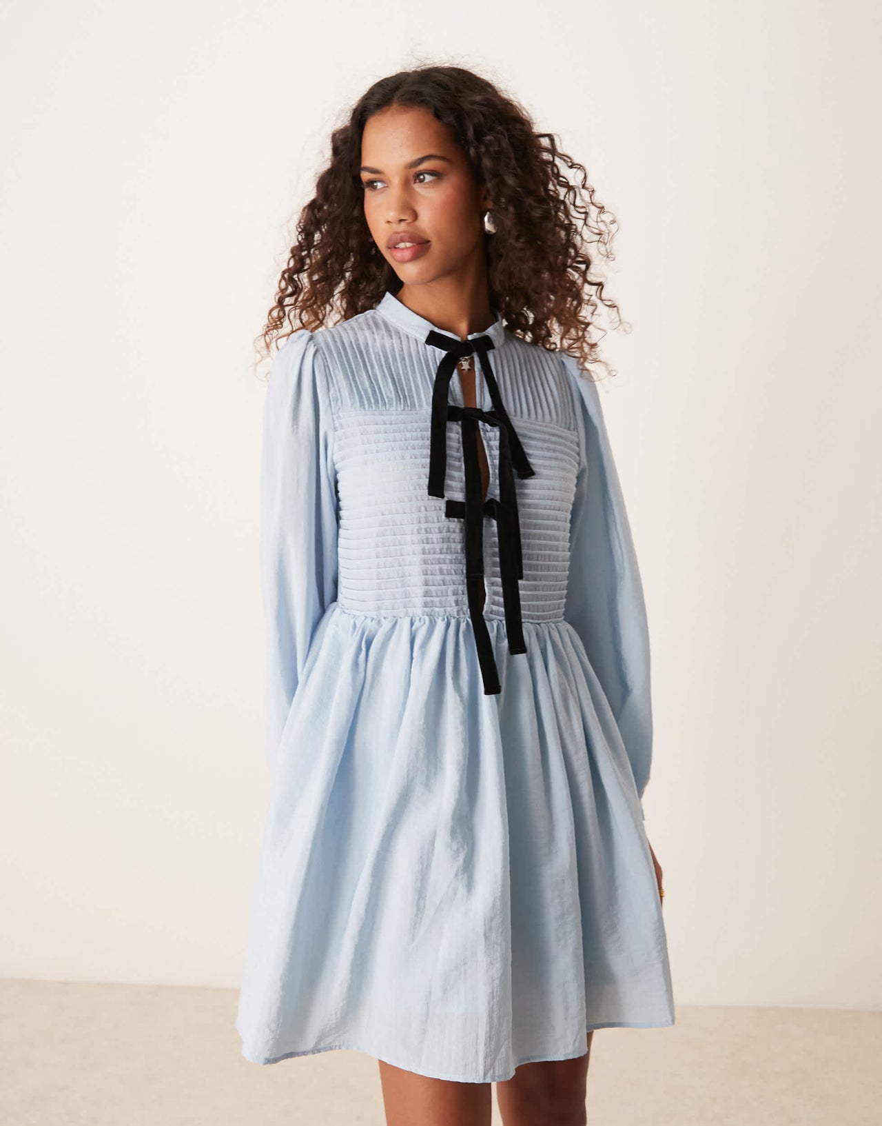Ghospell oversized collar mini dress in blue