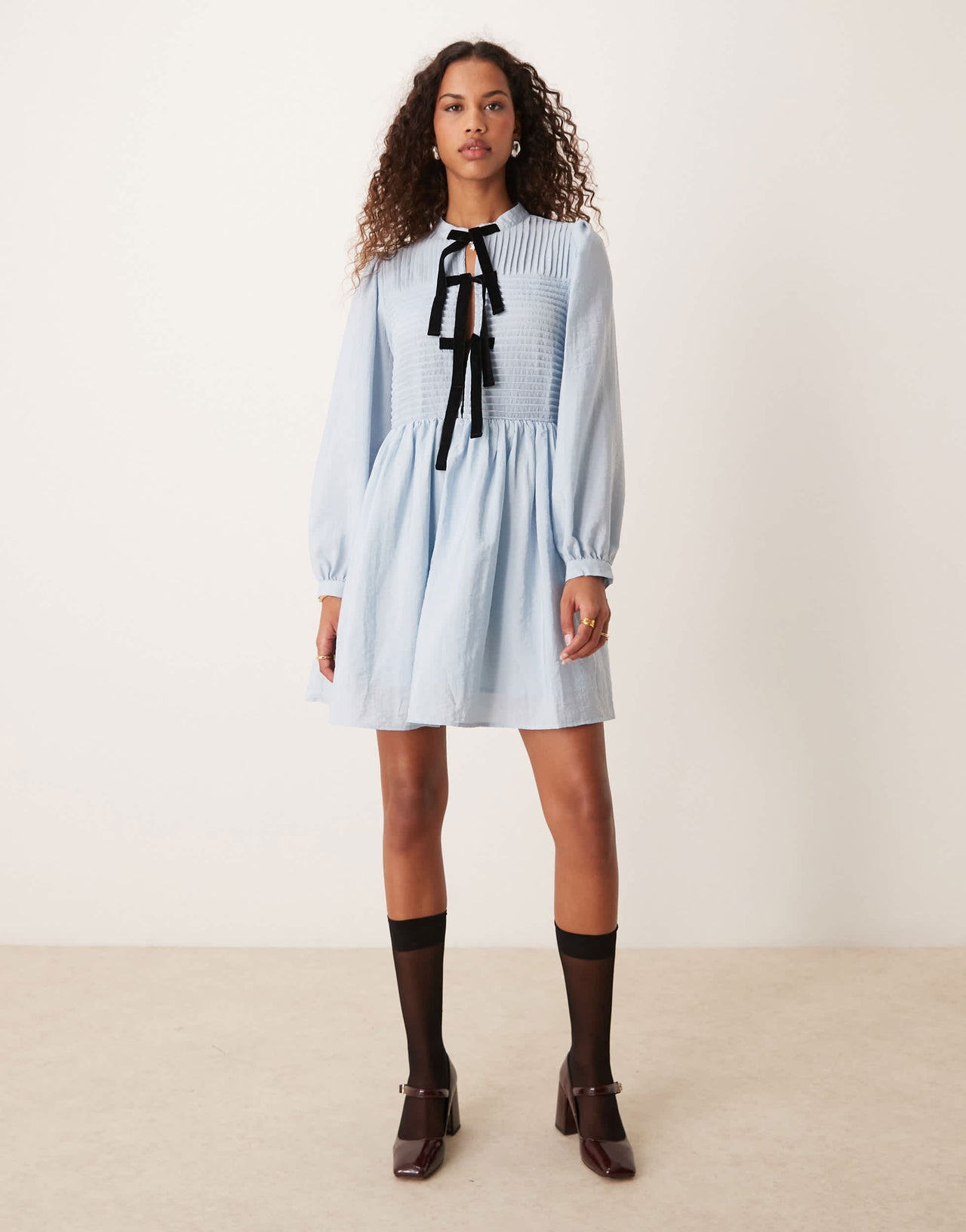 Ghospell oversized collar mini dress in blue