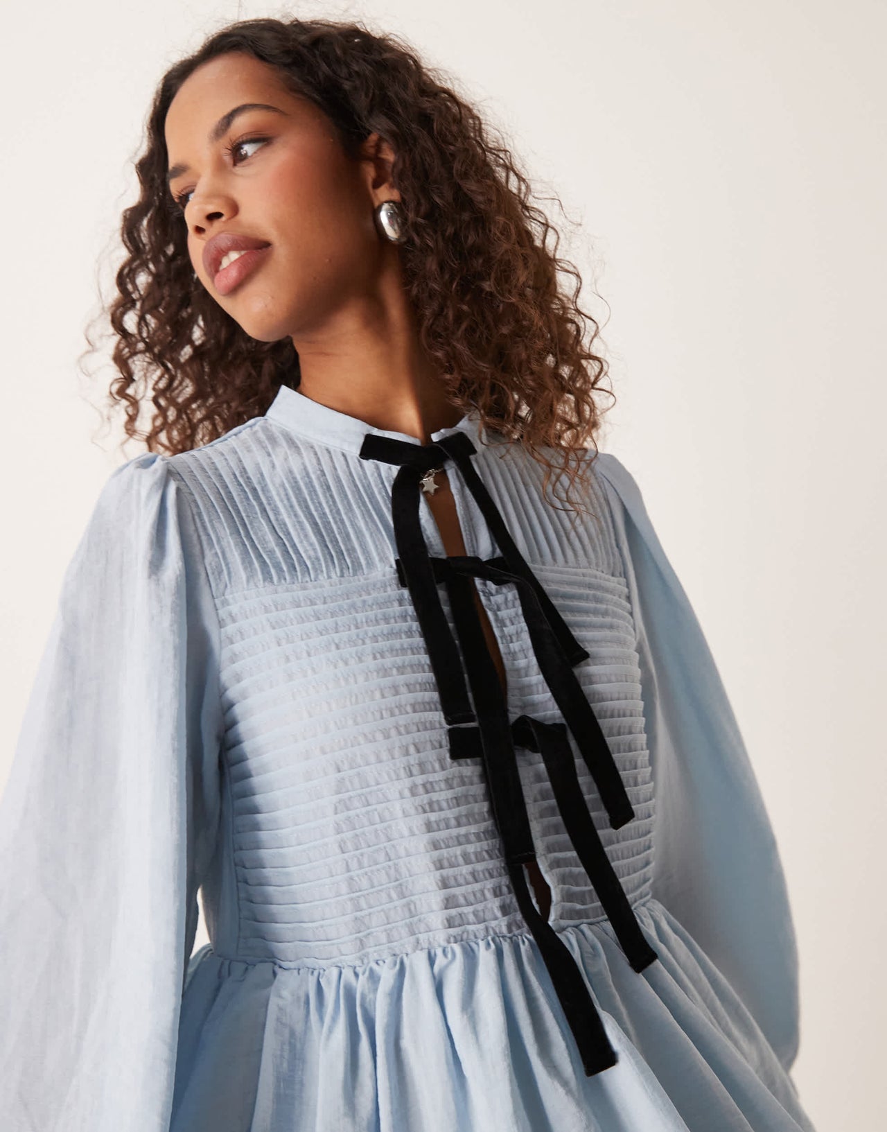 Ghospell oversized collar mini dress in blue