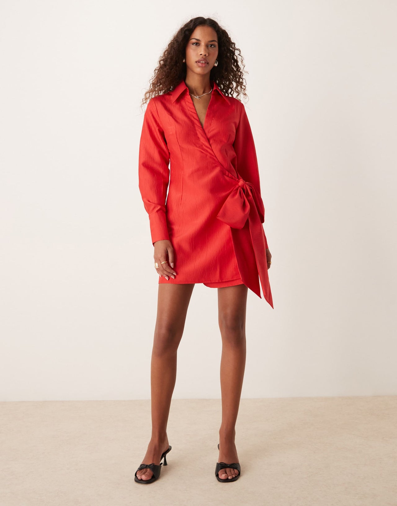 Ghospell taffeta mini dress in red