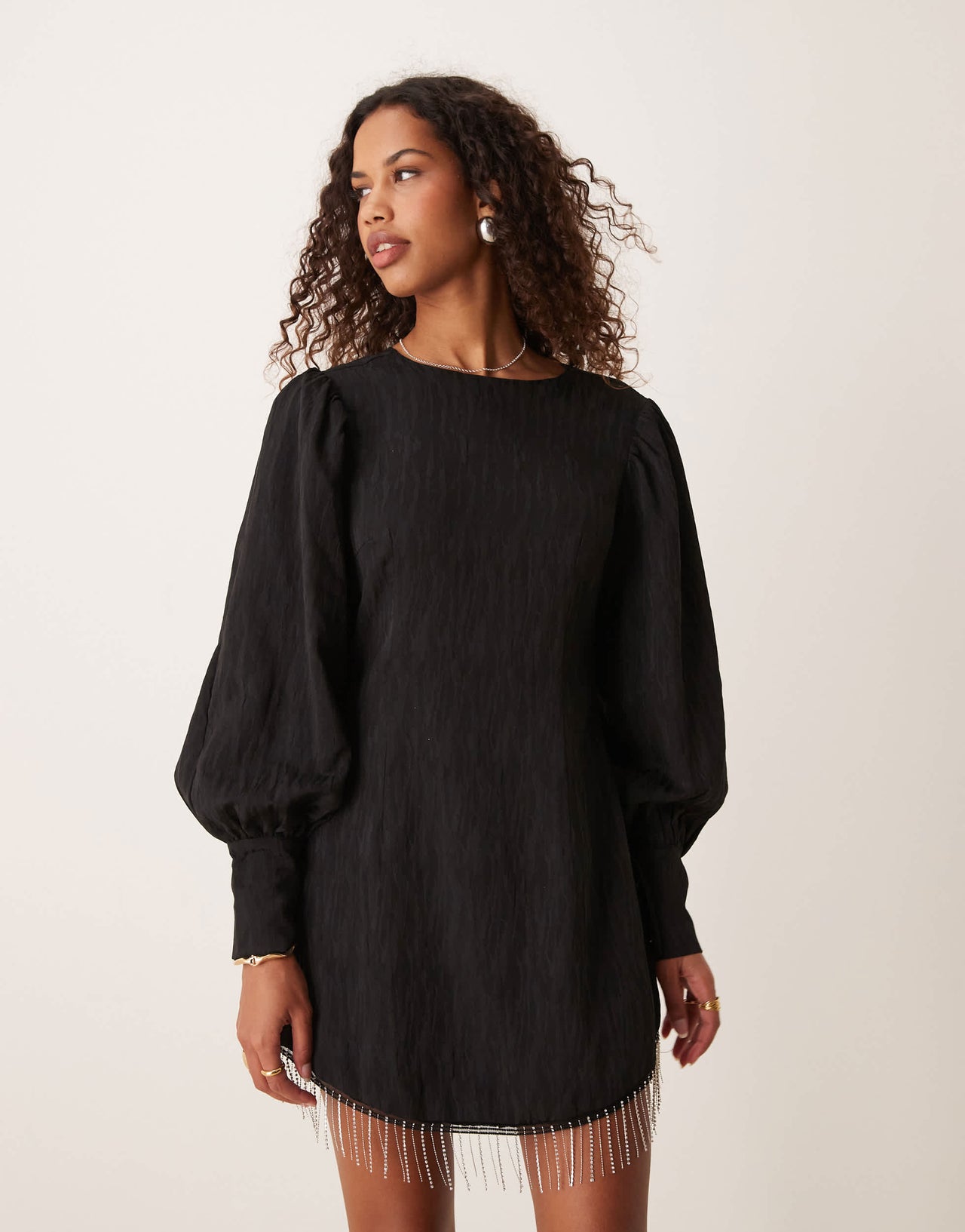 Ghospell fringe mini dress in black