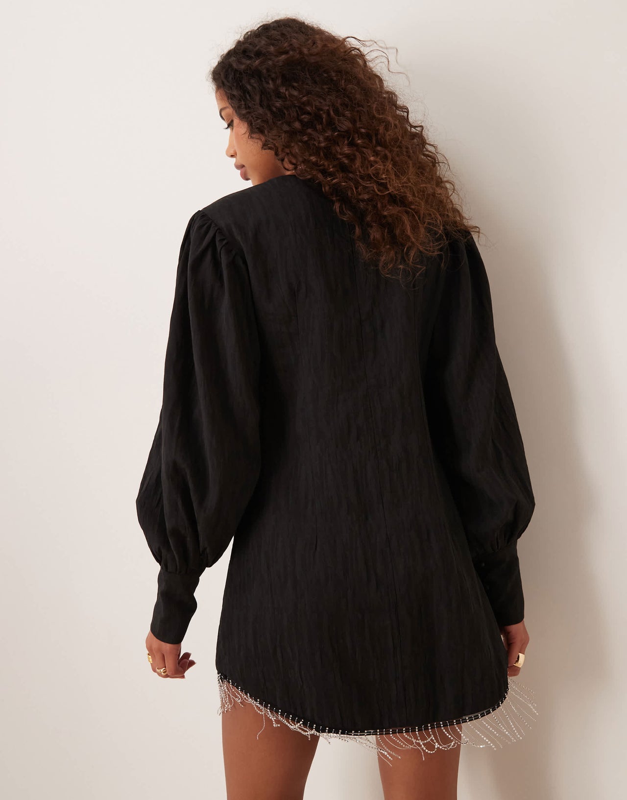 Ghospell fringe mini dress in black