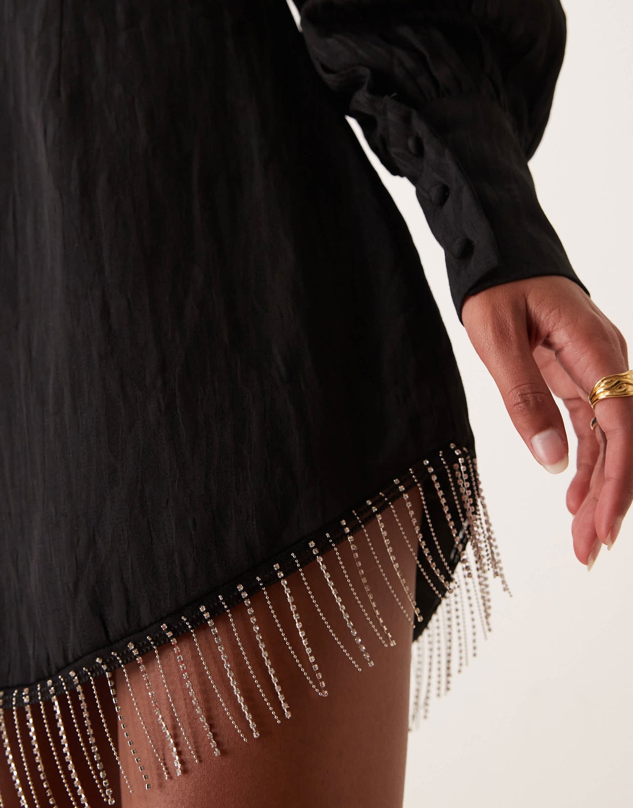 Ghospell fringe mini dress in black