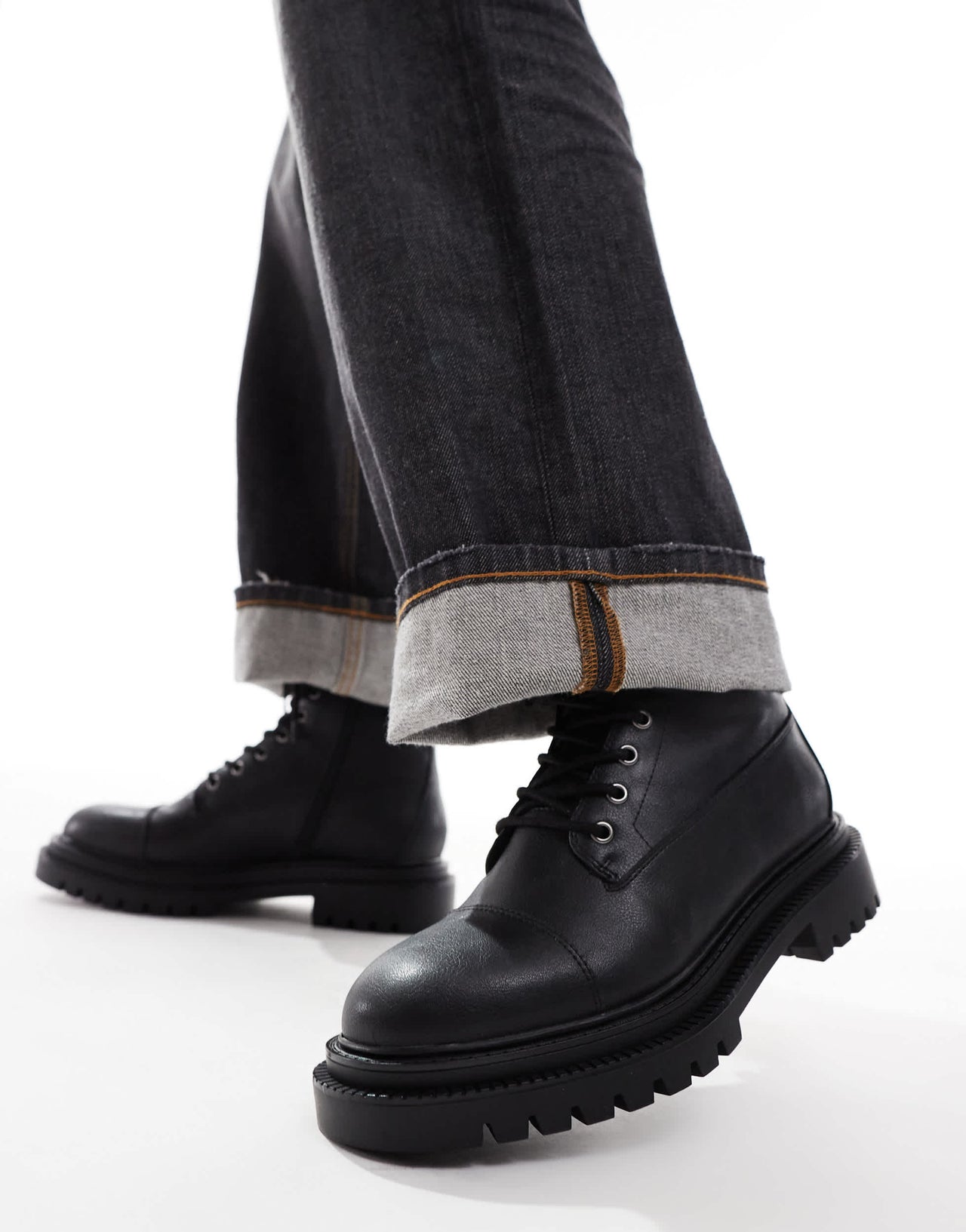 Pull&Bear lace up boots in black