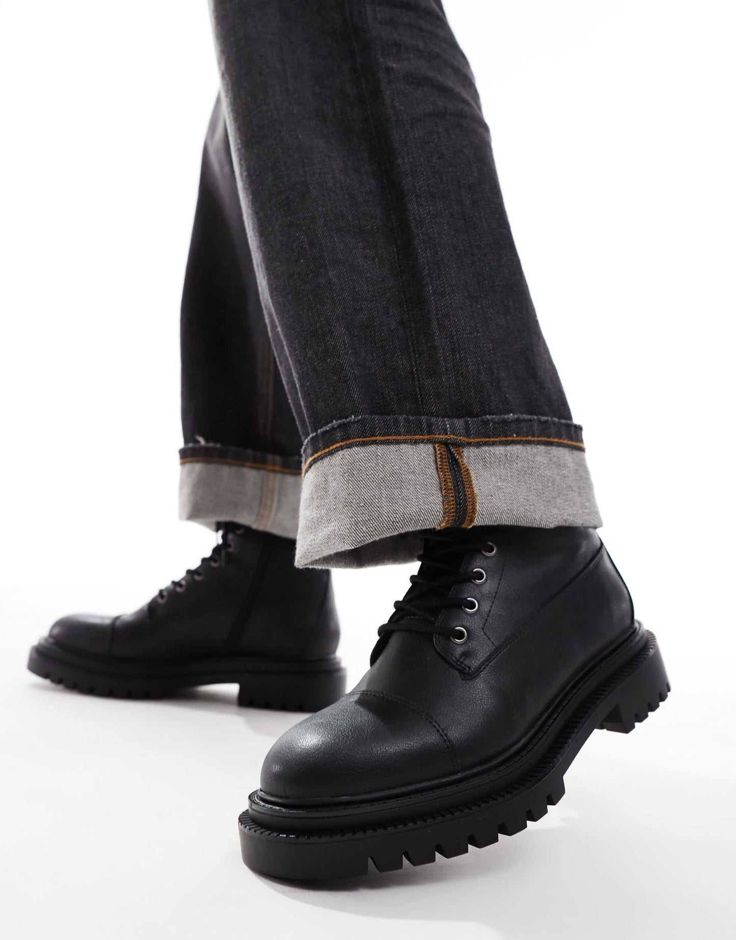 Pull&Bear lace up boots in black