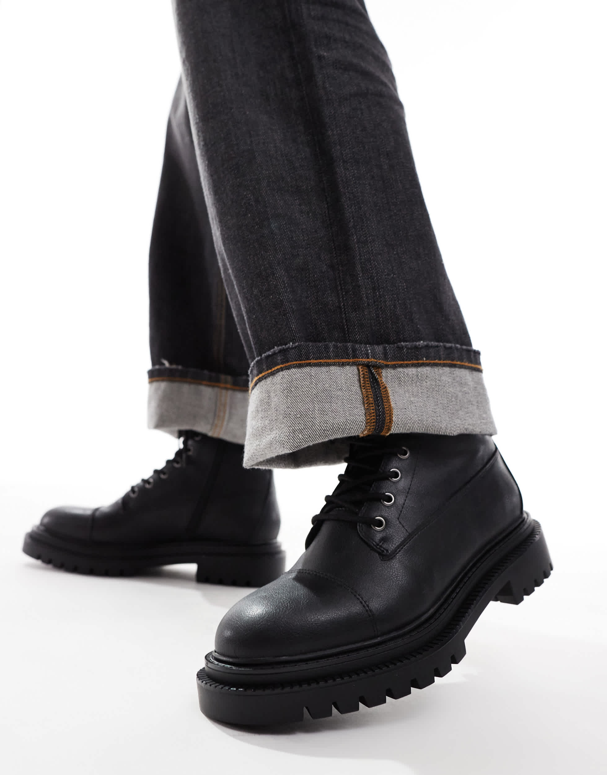 Pull&Bear lace up boots in black