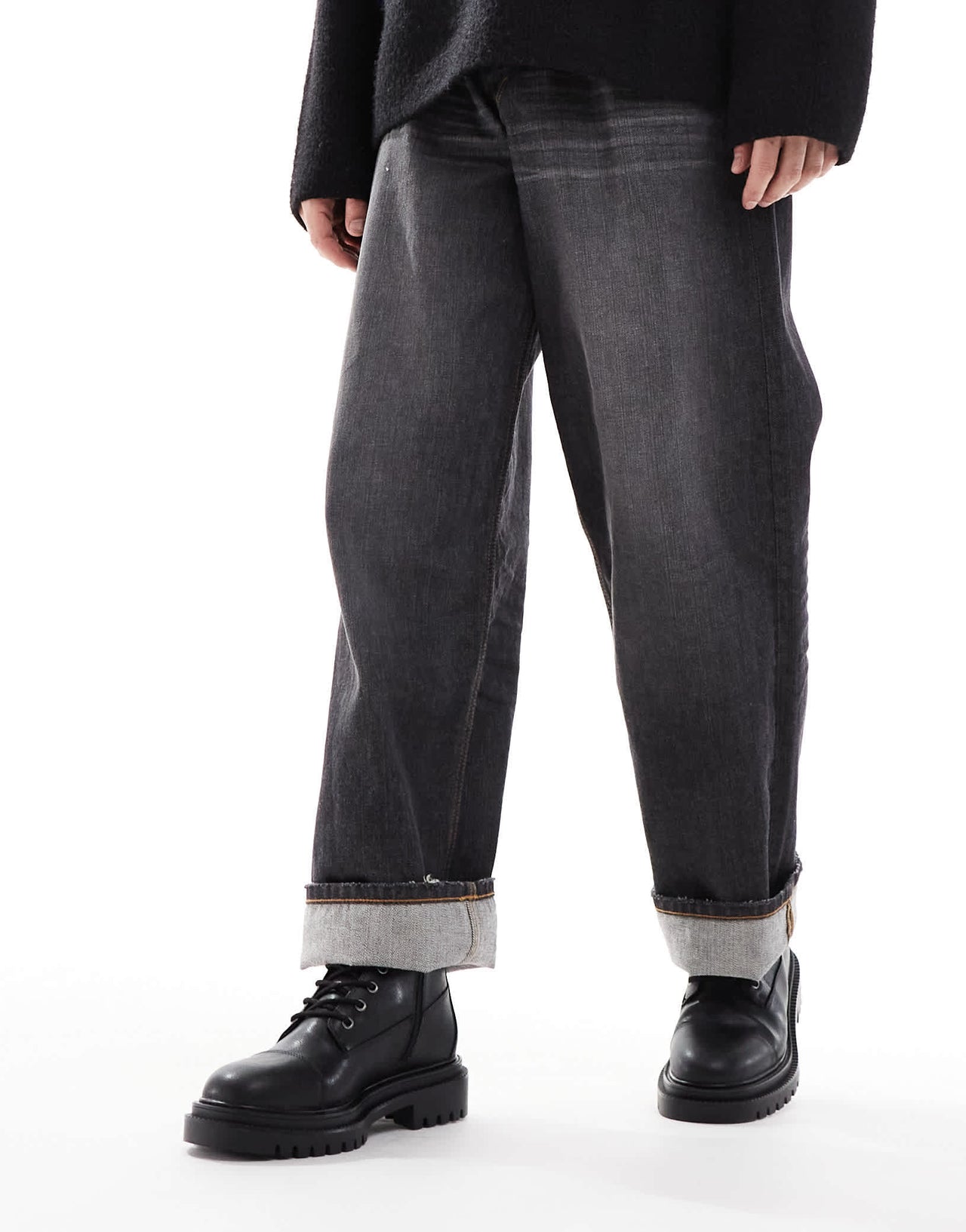 Pull&Bear lace up boots in black