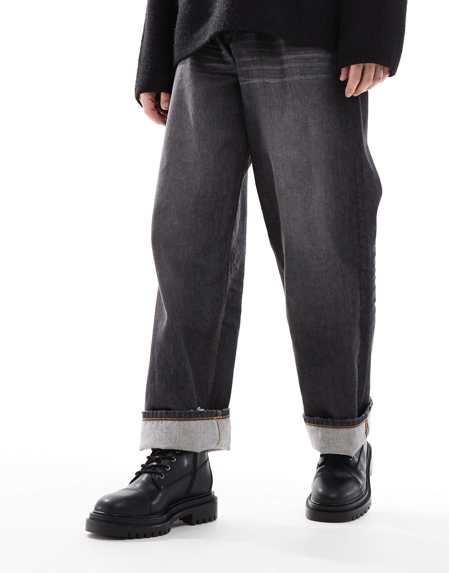 Pull&Bear lace up boots in black