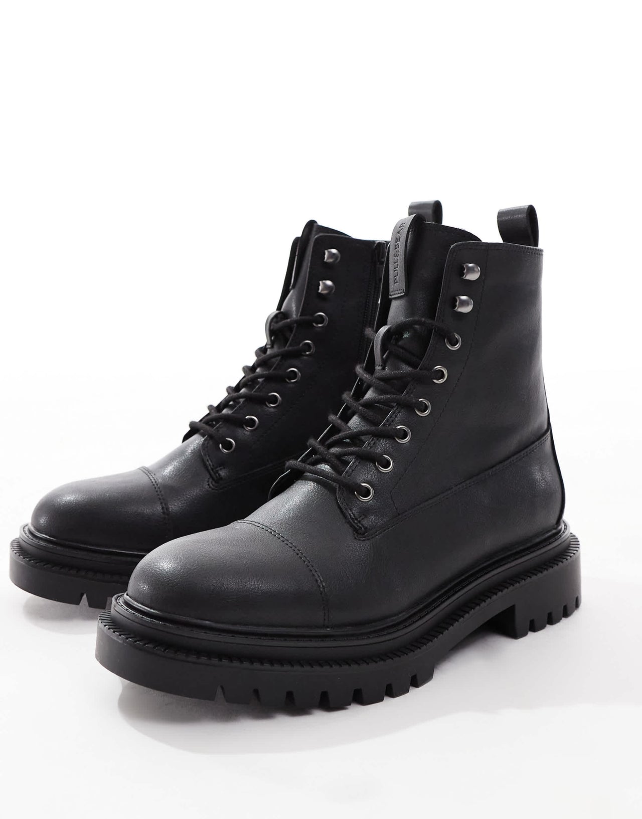 Pull&Bear lace up boots in black