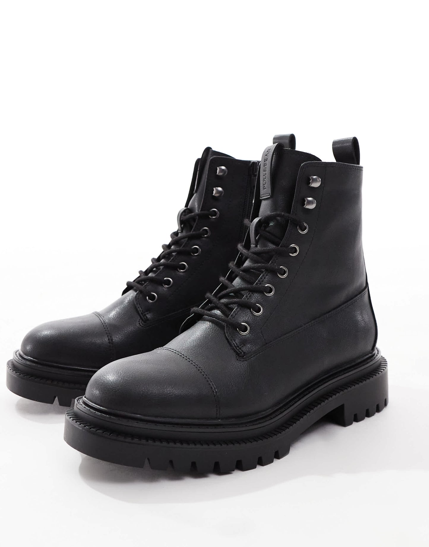 Pull&Bear lace up boots in black