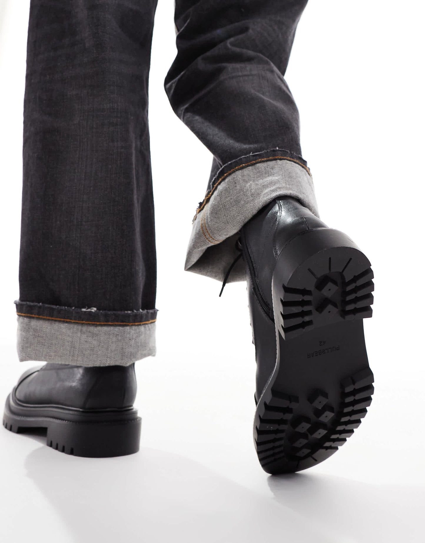 Pull&Bear lace up boots in black
