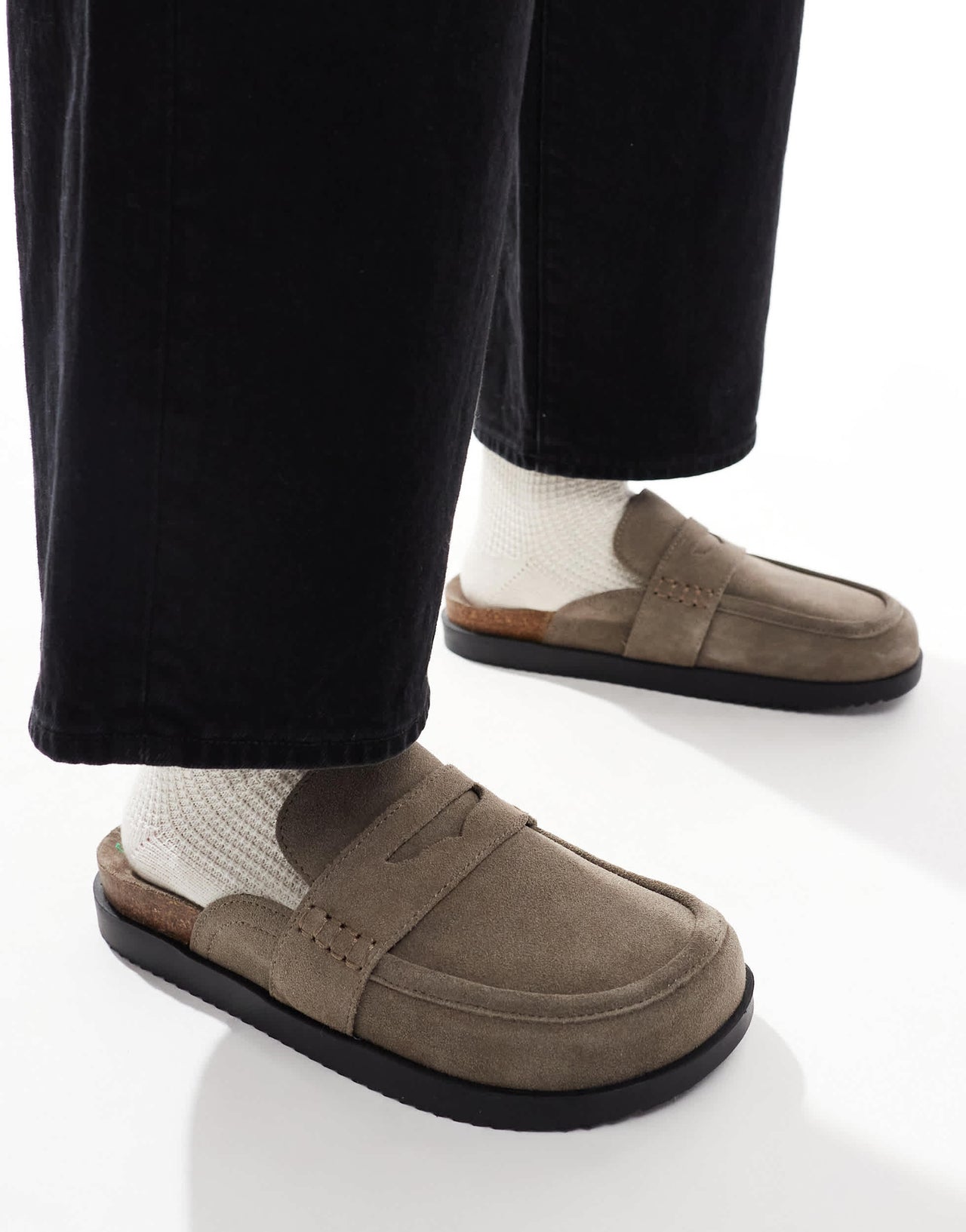 Pull&Bear slip on loafers in grey