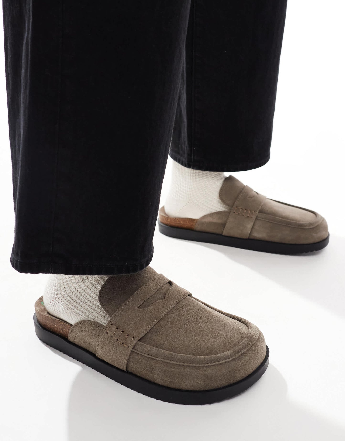 Pull&Bear slip on loafers in grey