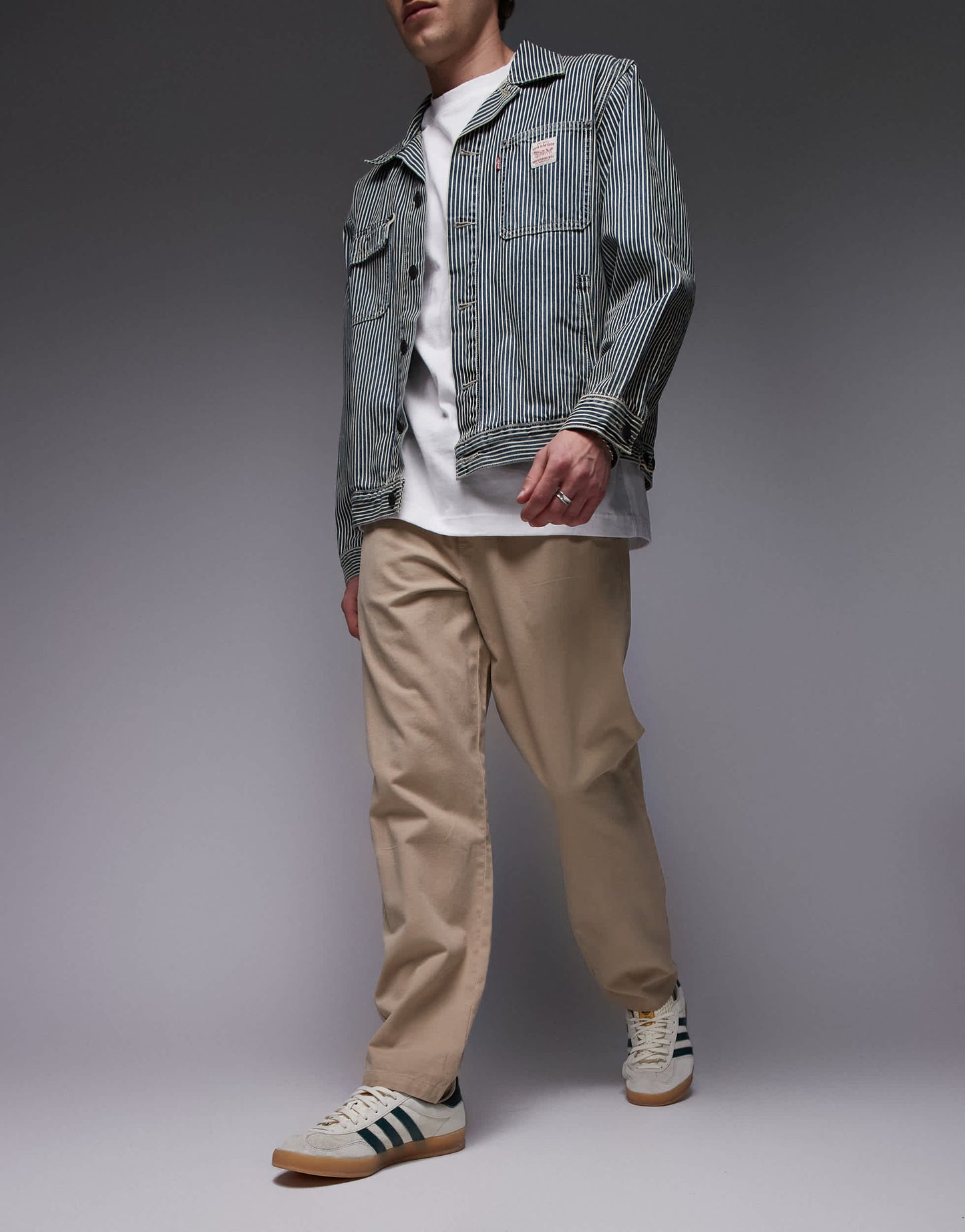 Topman essential baggy washed trousers in stone