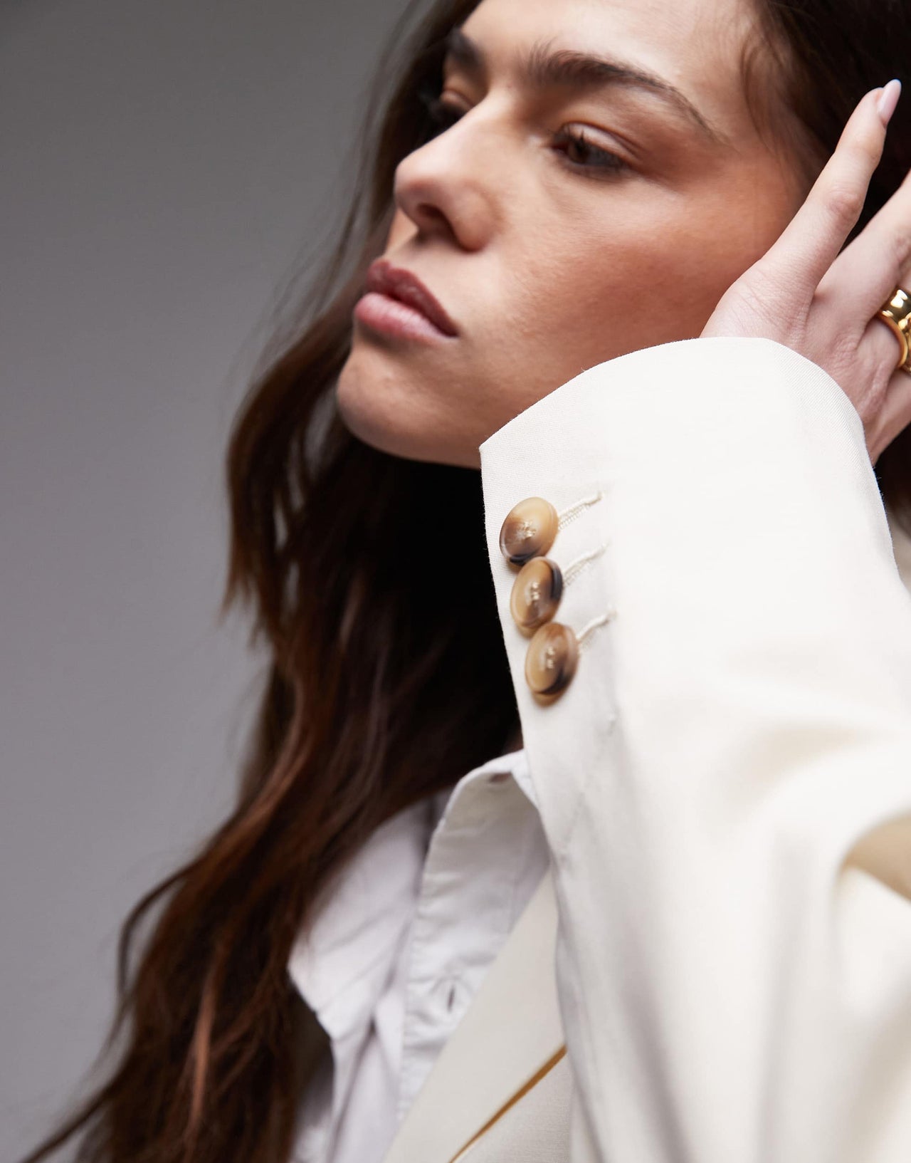 Topshop tonic high break tailored blazer in cream