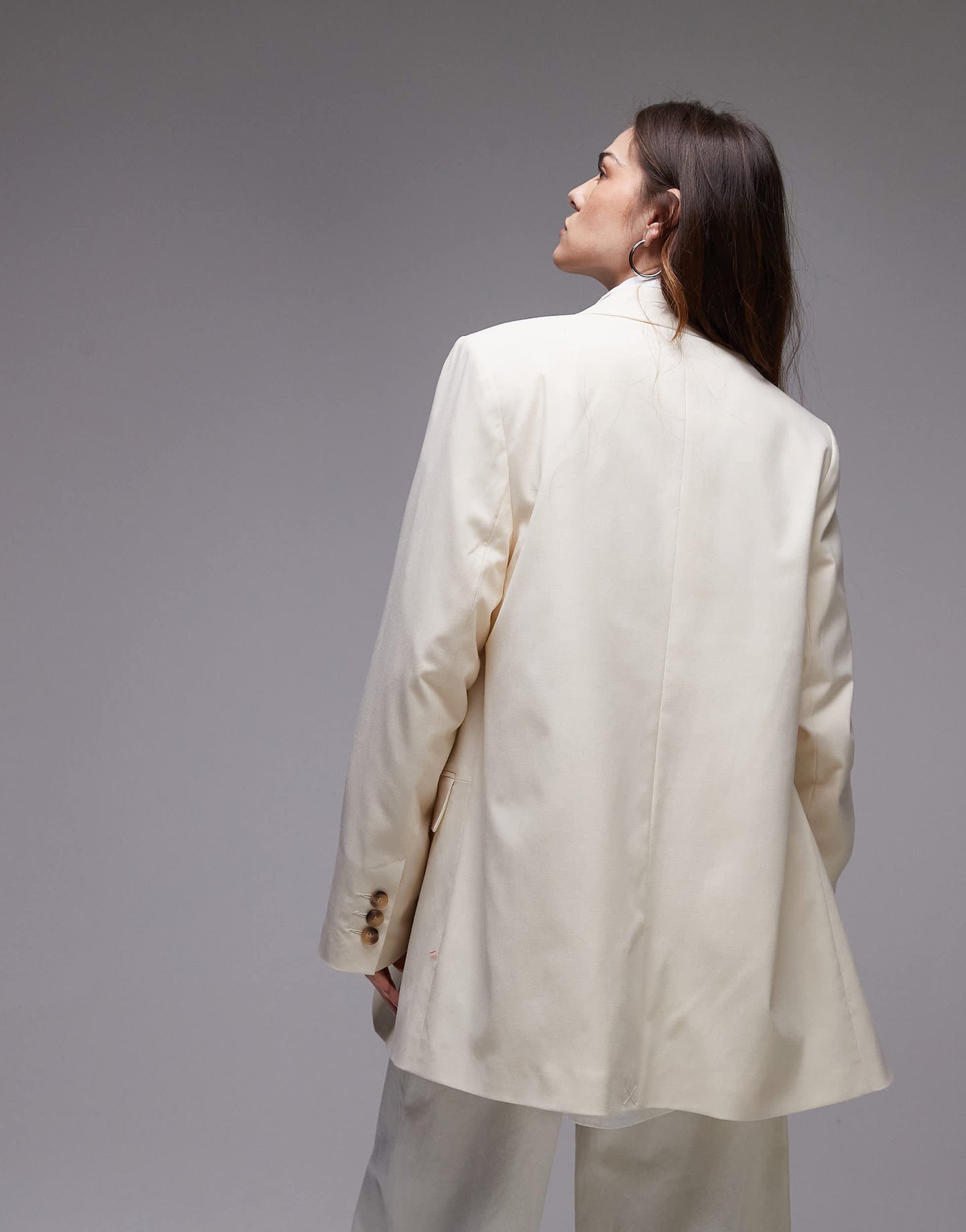 Topshop tonic high break tailored blazer in cream