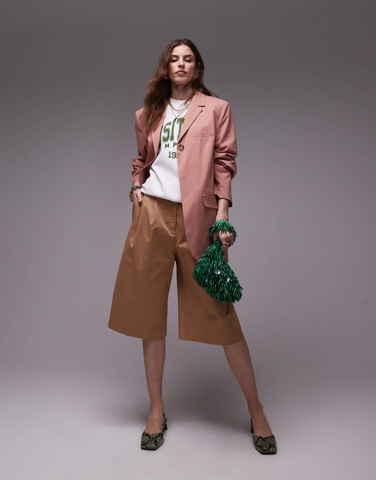 Topshop single button tailored blazer in light pink - LPINK