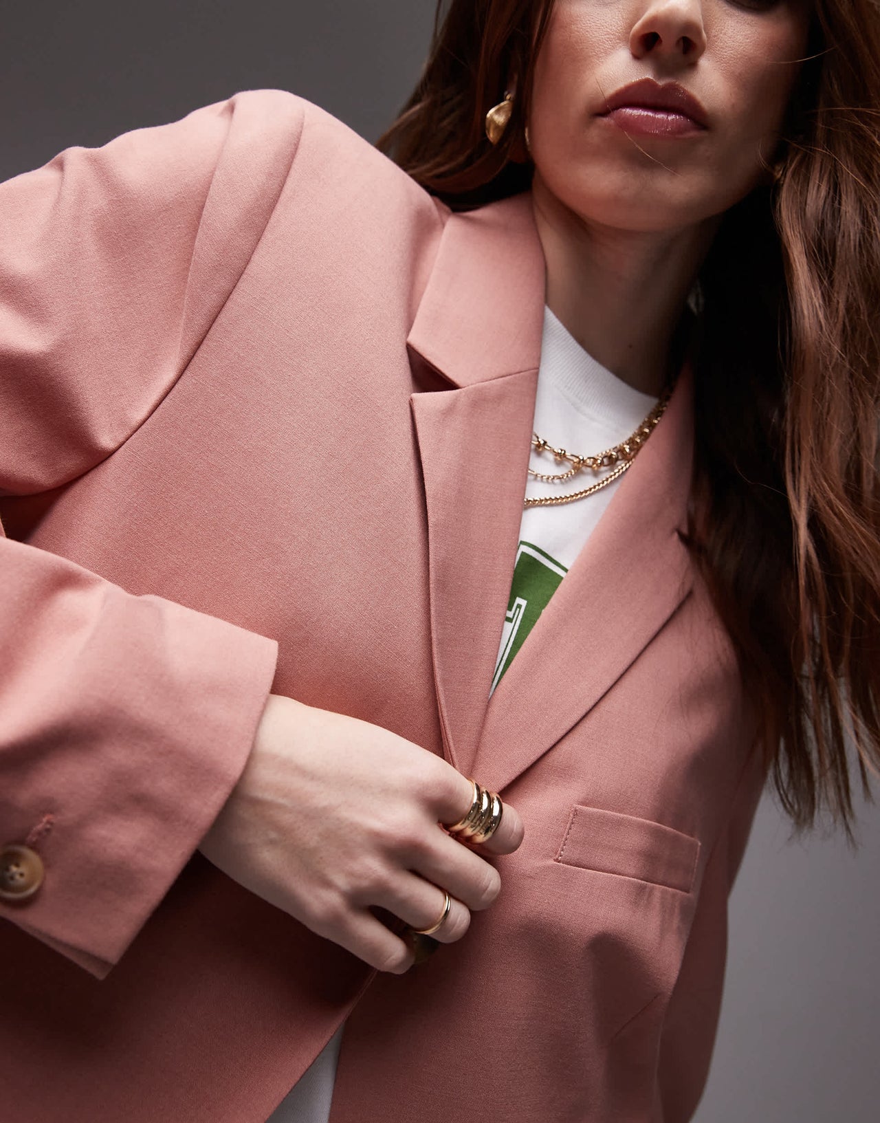 Topshop single button tailored blazer in light pink - LPINK