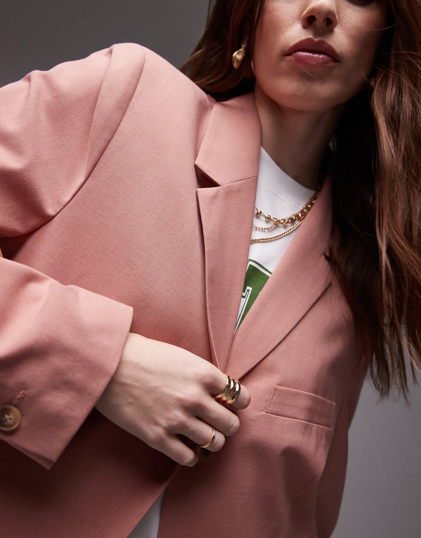 Topshop single button tailored blazer in light pink - LPINK