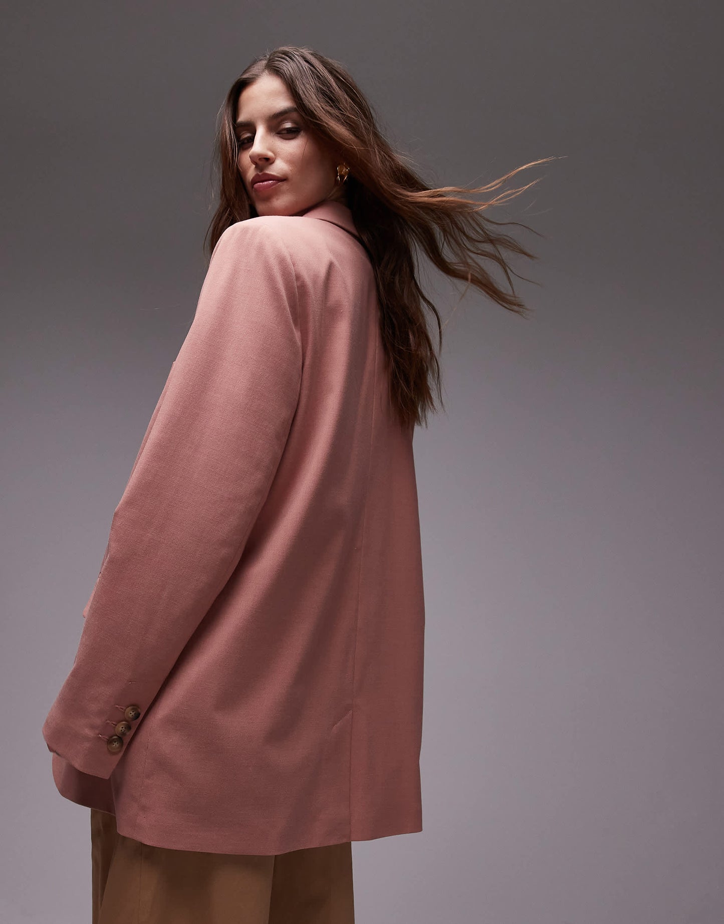 Topshop single button tailored blazer in light pink - LPINK